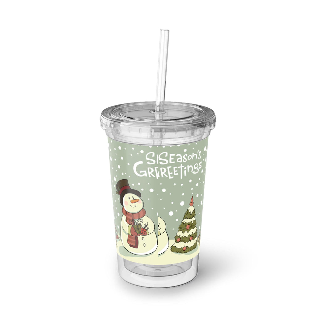 Pine Botanical Acrylic Cup with Straw | Reusable Iced Coffee Glass, Nature Lover Gift, 16oz Clear Tumbler