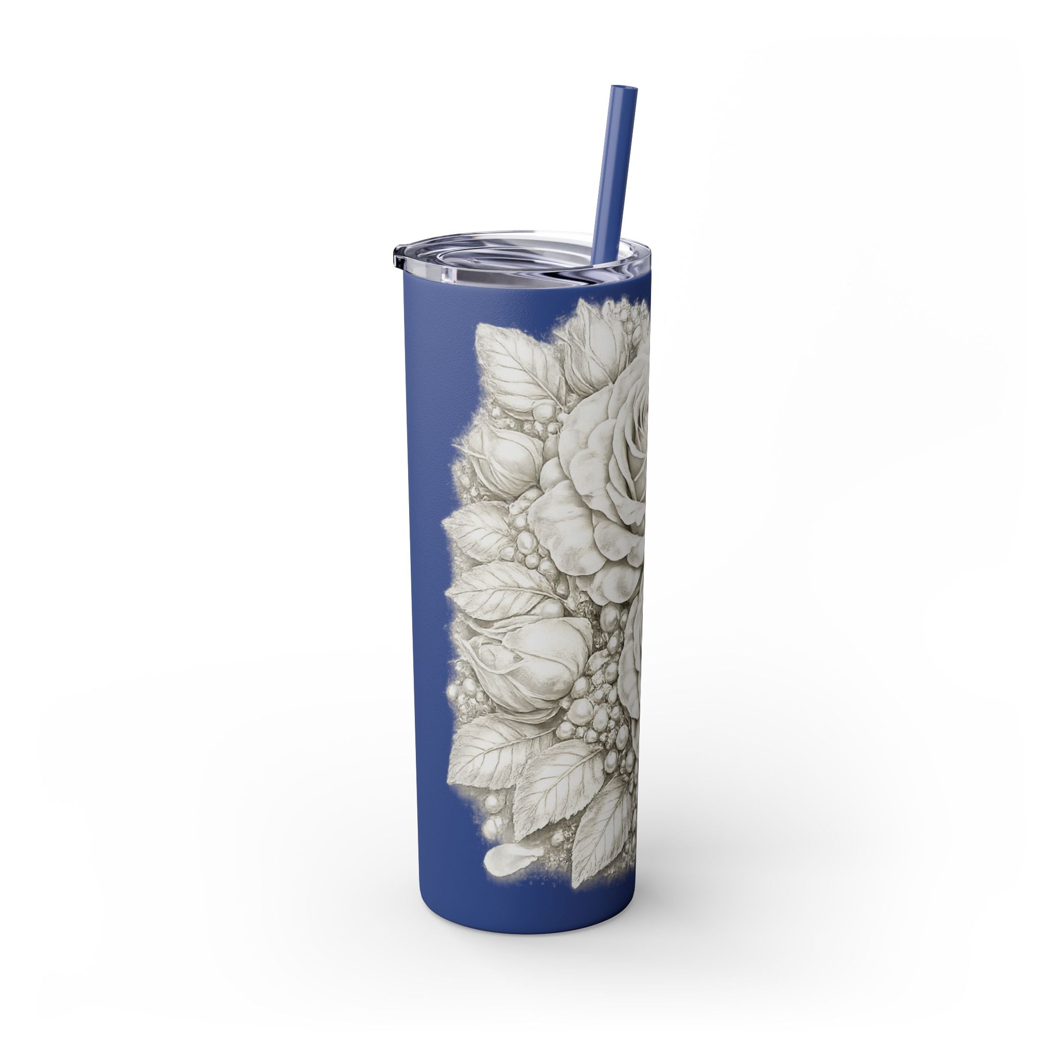 Skinny Tumbler — Monochrome Rose Garden 20oz Straw Tumbler