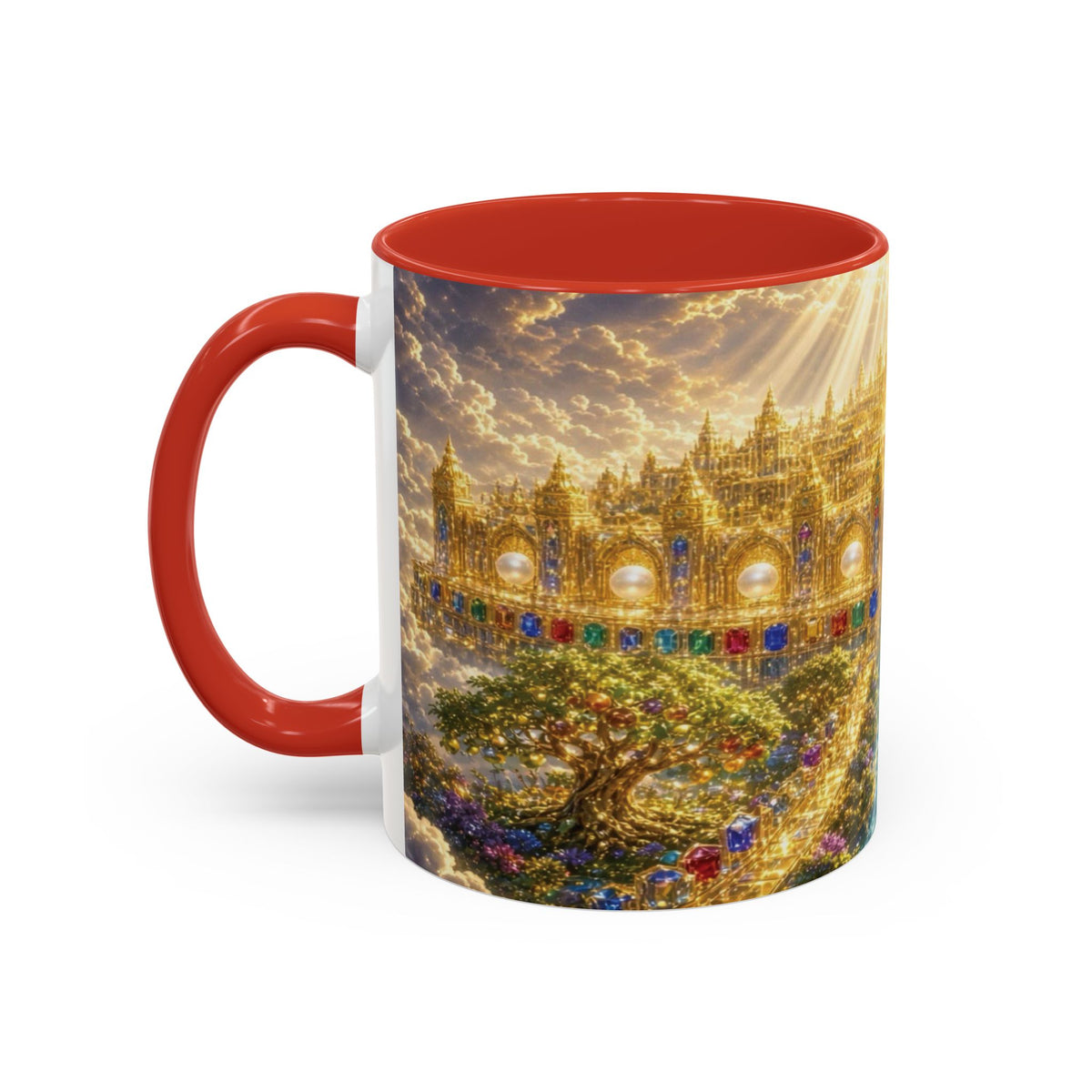 Heavenly City Christian Coffee Mug — Golden Celestial Paradise Design (11/15oz)