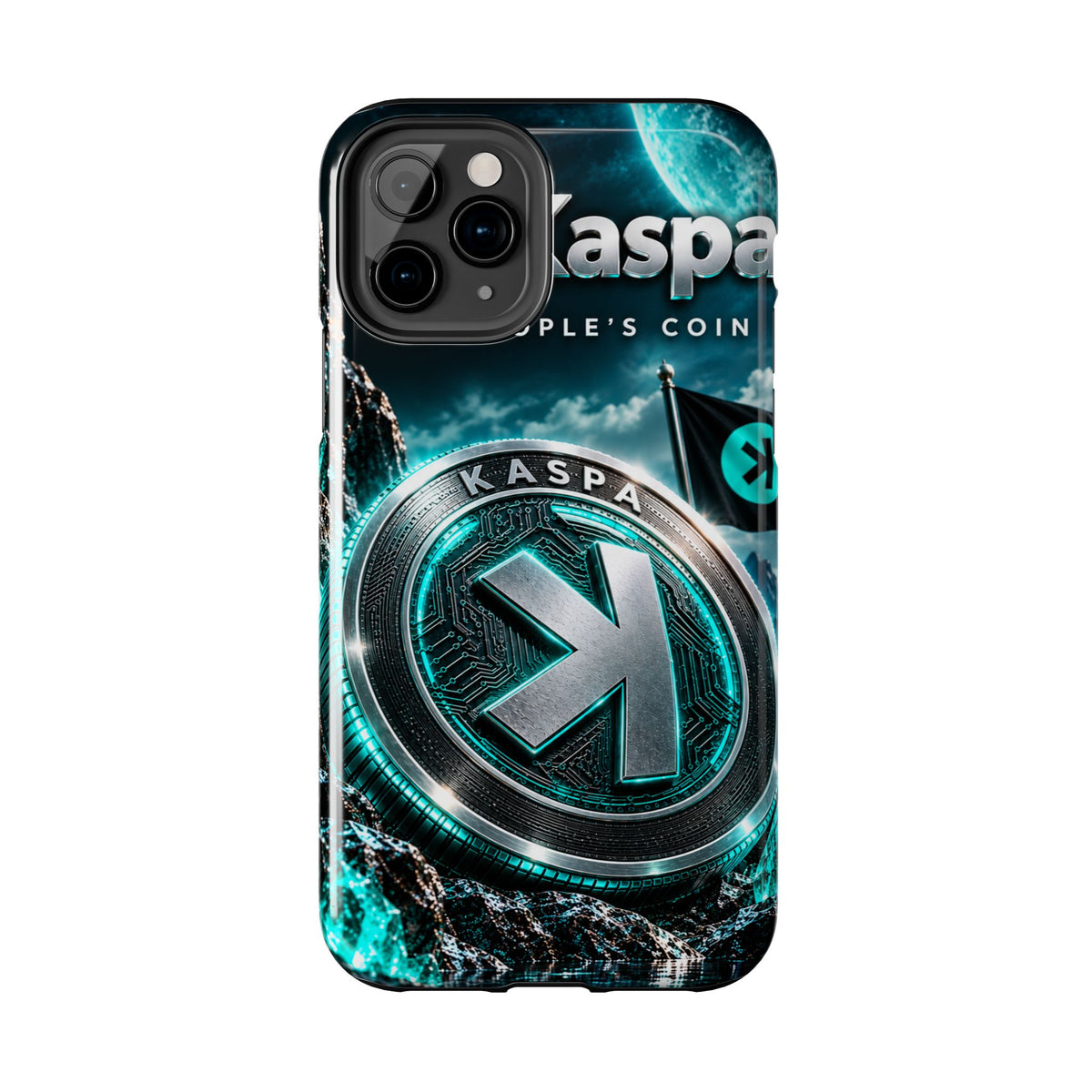 Kaspa Coin Tough Phone Case – Teal Crypto Logo Protective Cover