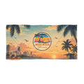 Miami Beach Florida Sunset Beach Towel — Retro Palm Tree Coastal Tote