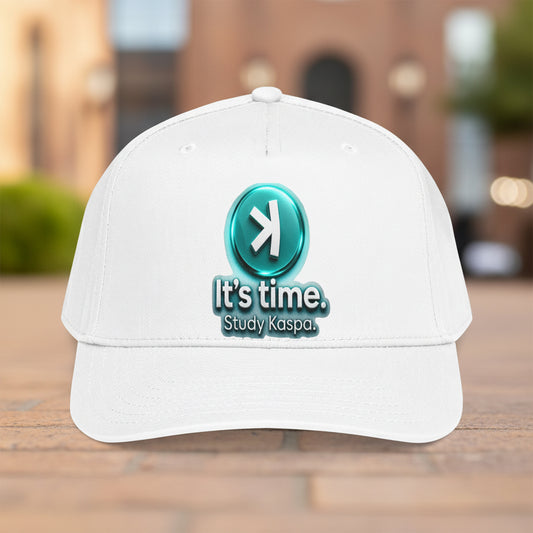 Baseball Cap — "It's time. Study Kaspa." Logo Hat (Casual Crypto Fan Gear)