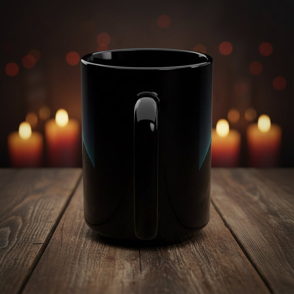 Kaspa Crypto 15oz Black Mug — Neon Tech Coffee Cup for Crypto Lovers