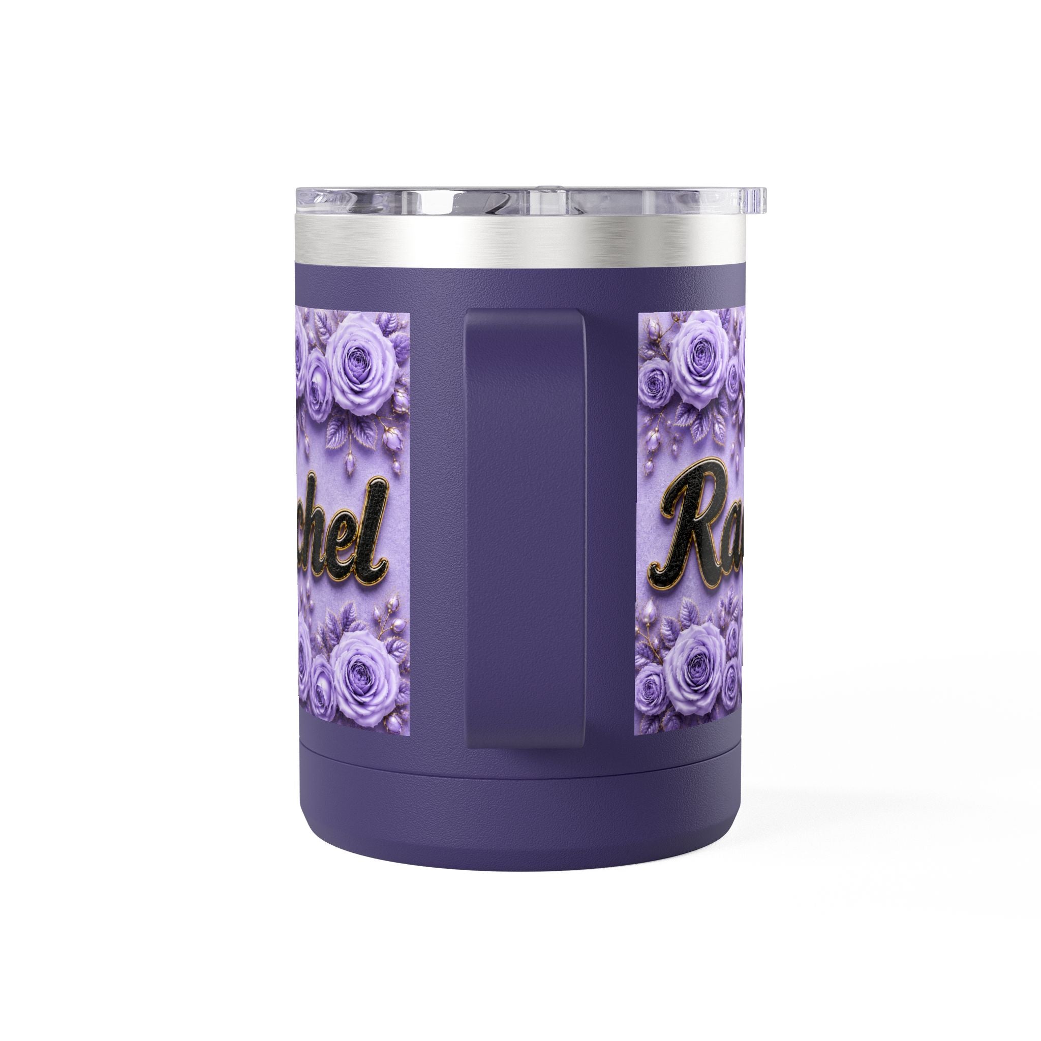 Personalized Rachel Floral 15oz Travel Mug — Insulated Coffee Tumbler