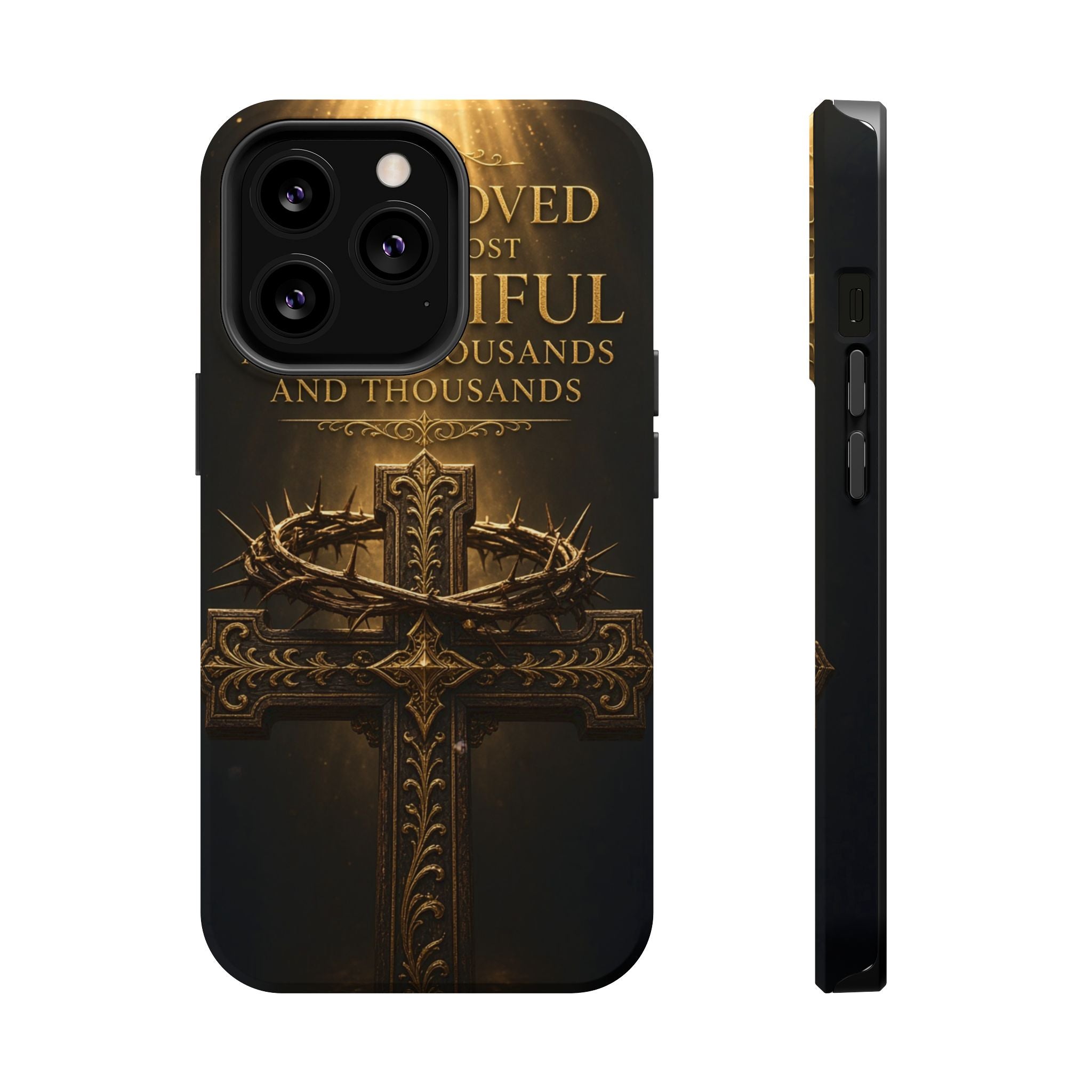 Magnetic Impact-Resistant Phone Case — "Most Beautiful" Cross with Crown of Thorns