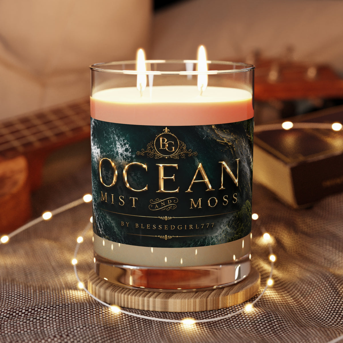 Ocean Mist & Moss 11oz Scented Candle — Coastal Glass Jar
