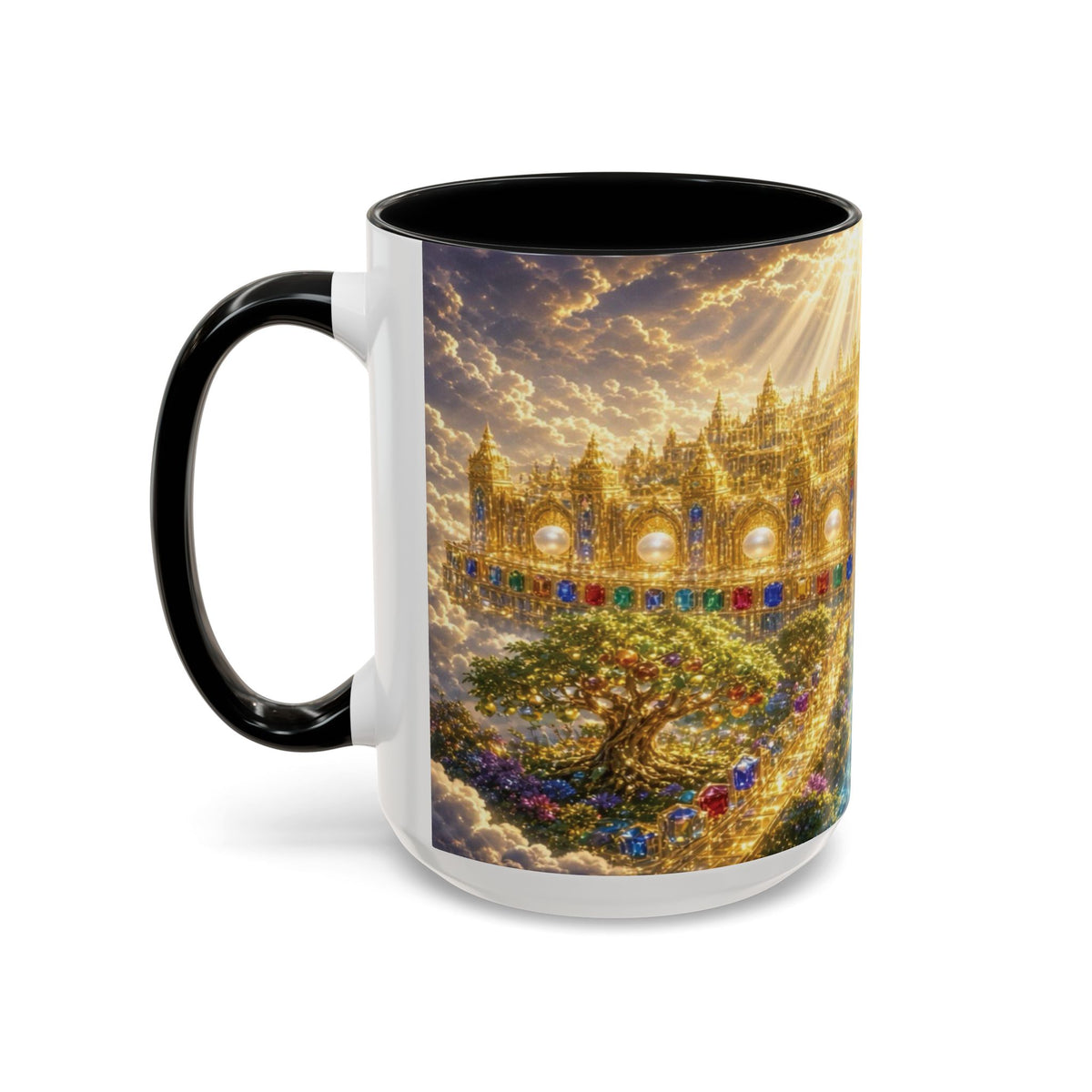 Heavenly City Christian Coffee Mug — Golden Celestial Paradise Design (11/15oz)
