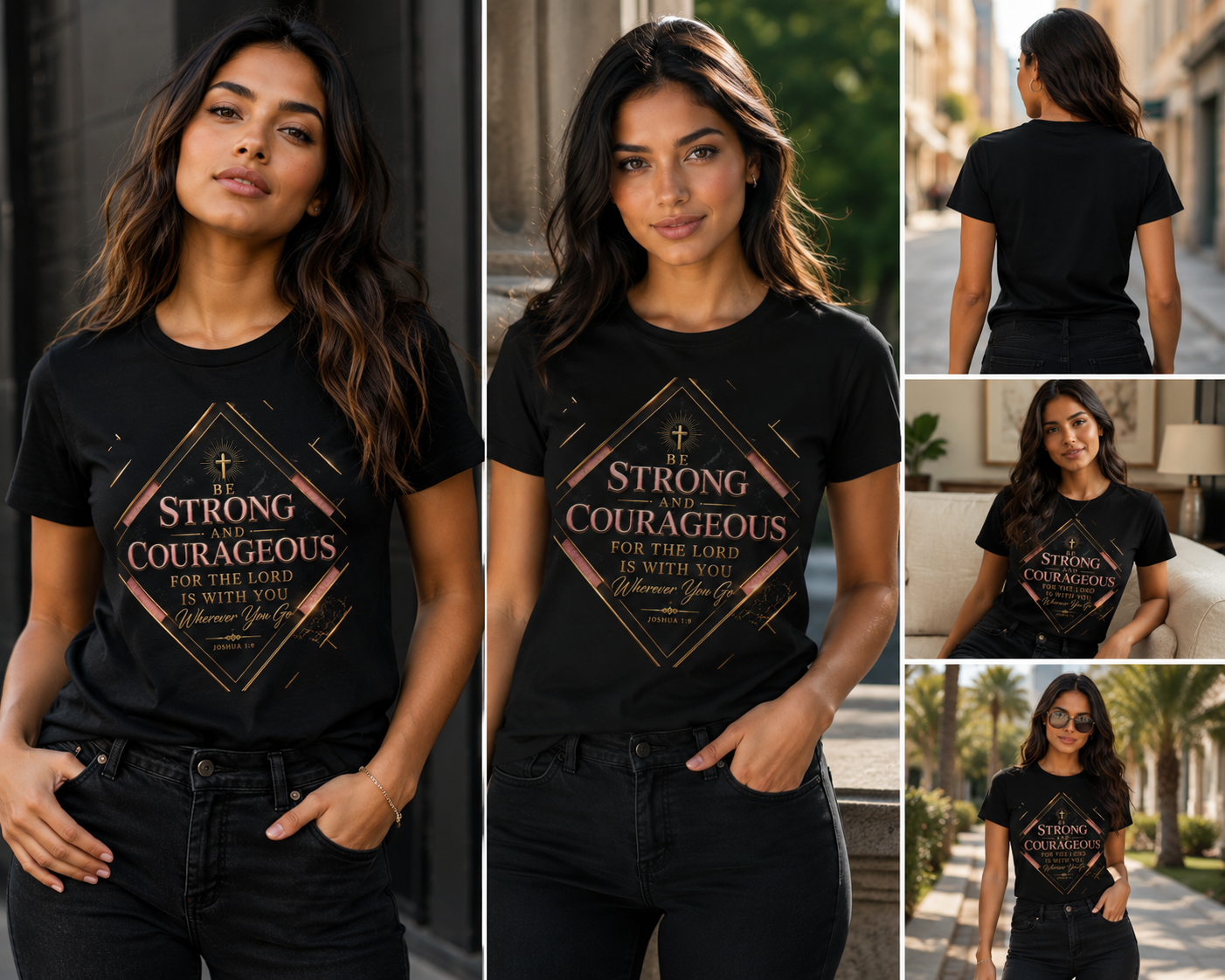 Be Strong and Courageous Christian T-Shirt — Inspirational Scripture Tee (Joshua 1:9)