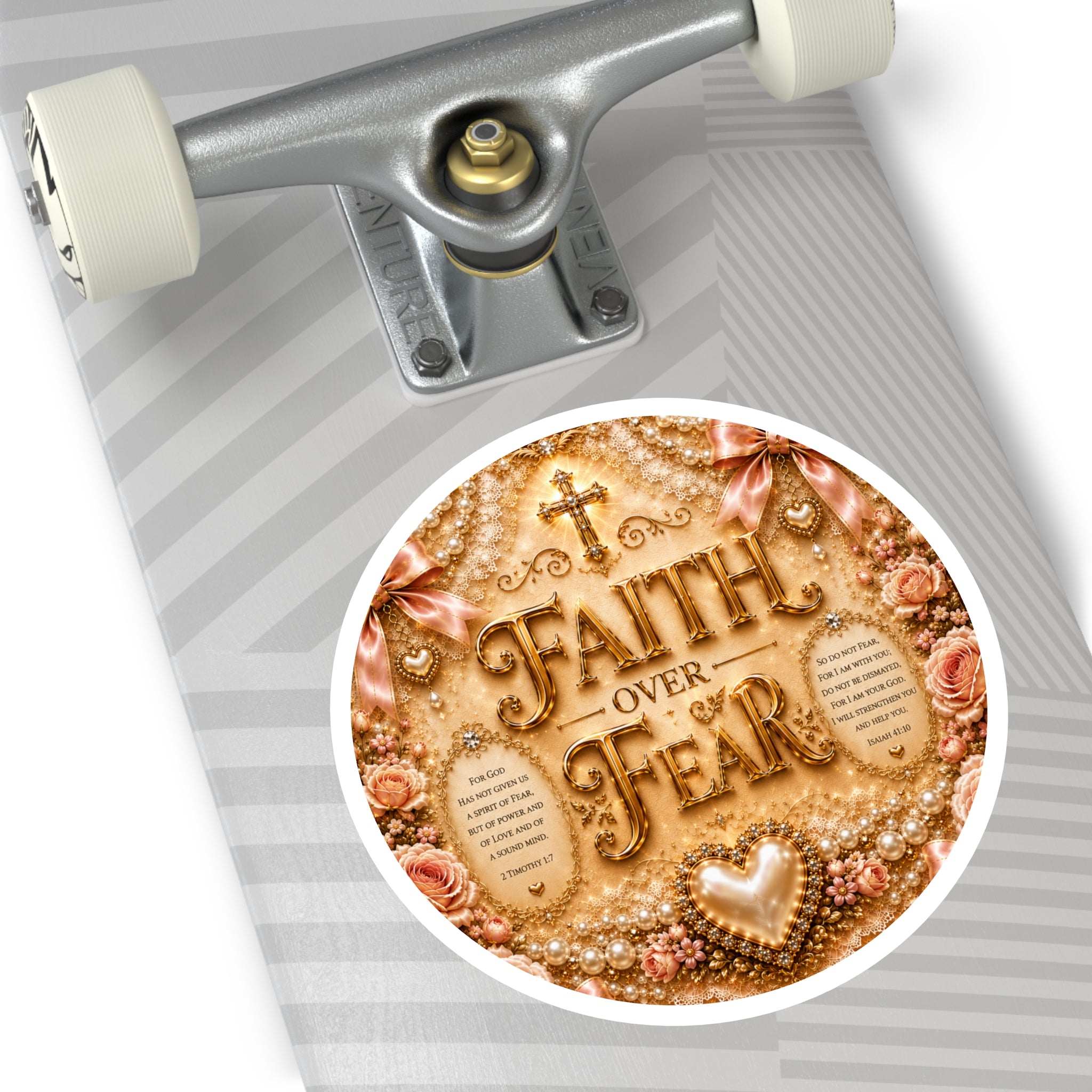 Faith Over Fear Round Sticker — Inspirational Christian Decorative Vinyl