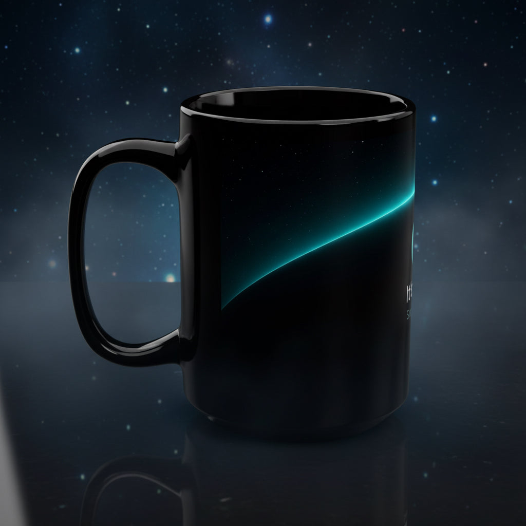 Kaspa Crypto 15oz Black Mug — Neon Tech Coffee Cup for Crypto Lovers