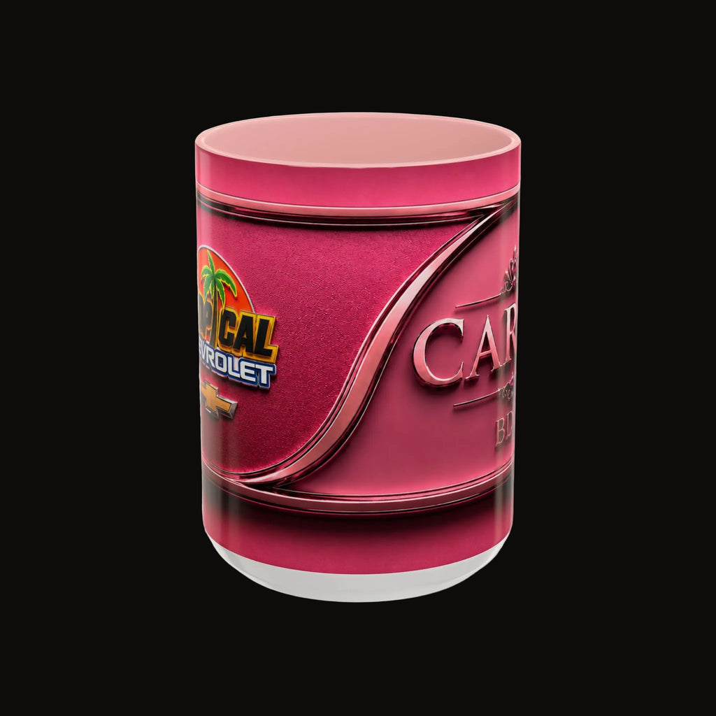 Personalized Pink Embossed Name Coffee Mug — "Carol" Accent Ceramic Mug (11/15oz)