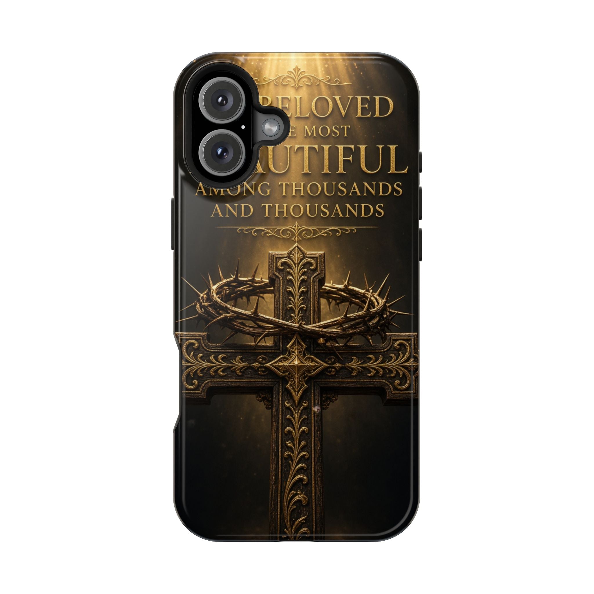 Magnetic Impact-Resistant Phone Case — "Most Beautiful" Cross with Crown of Thorns