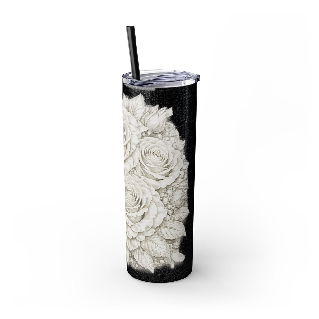 Skinny Tumbler — Monochrome Rose Garden 20oz Straw Tumbler