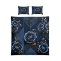 Blue Floral Cotton Bed Set – Elegant Navy Peony Duvet Cover & Pillowcases