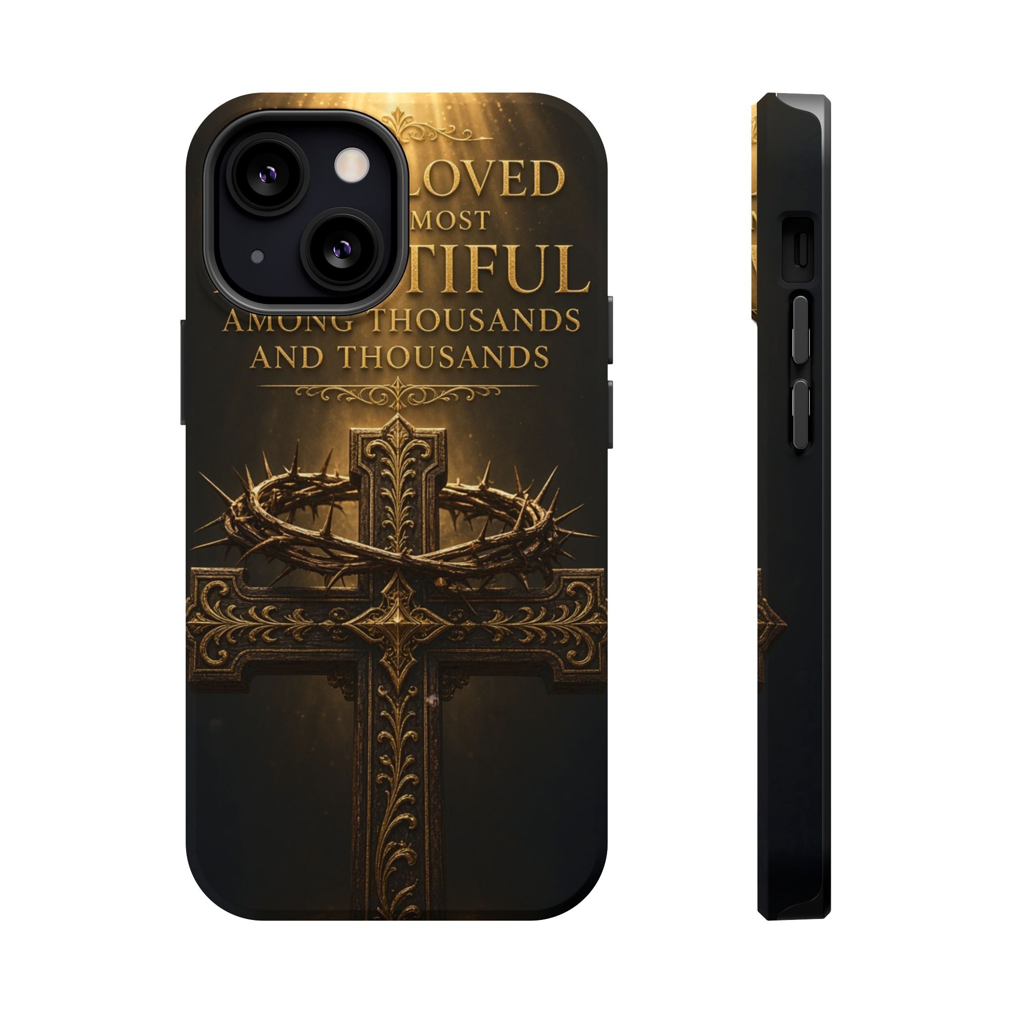 Magnetic Impact-Resistant Phone Case — "Most Beautiful" Cross with Crown of Thorns