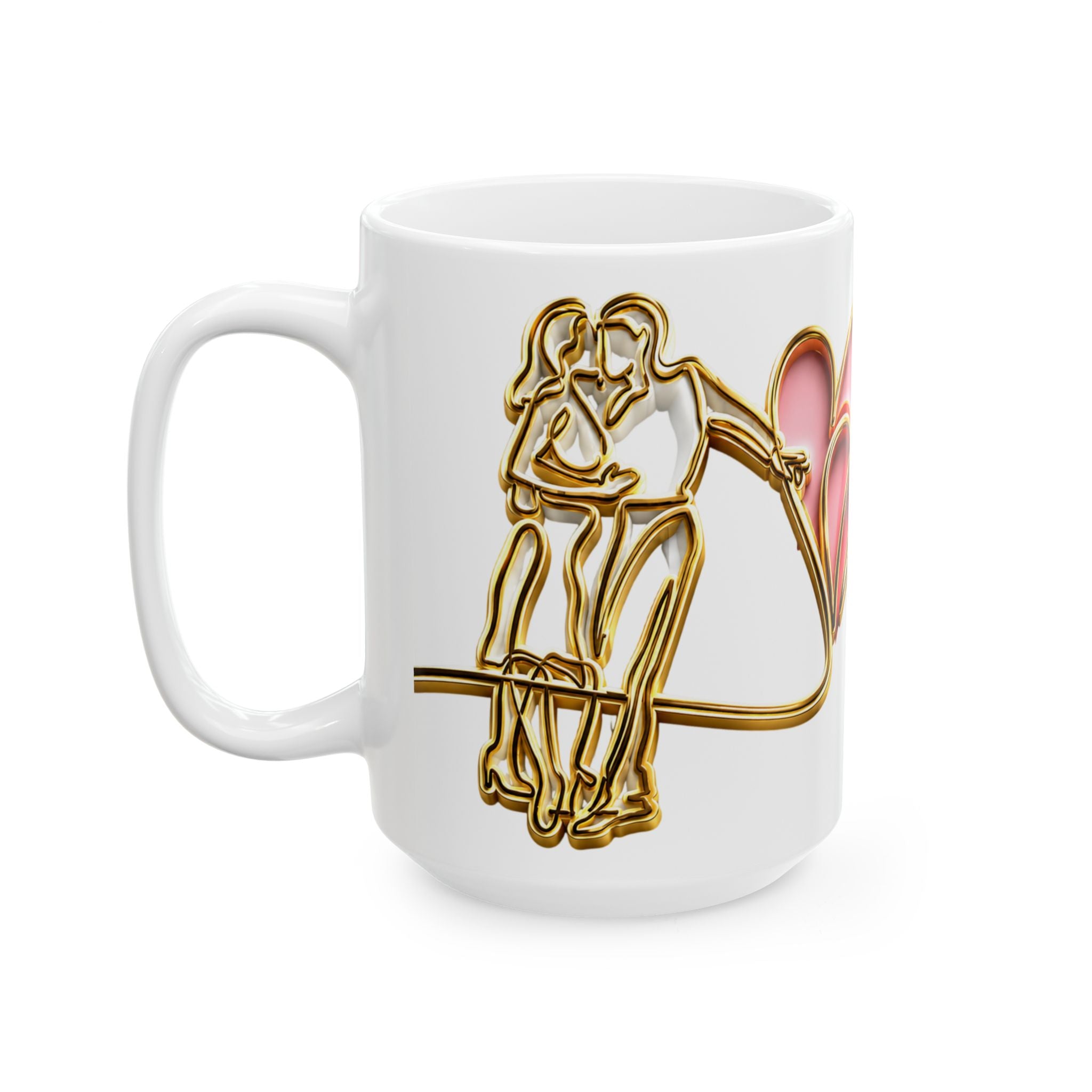 Gold Heart Arrow Romance Mug | Ceramic Coffee Cup