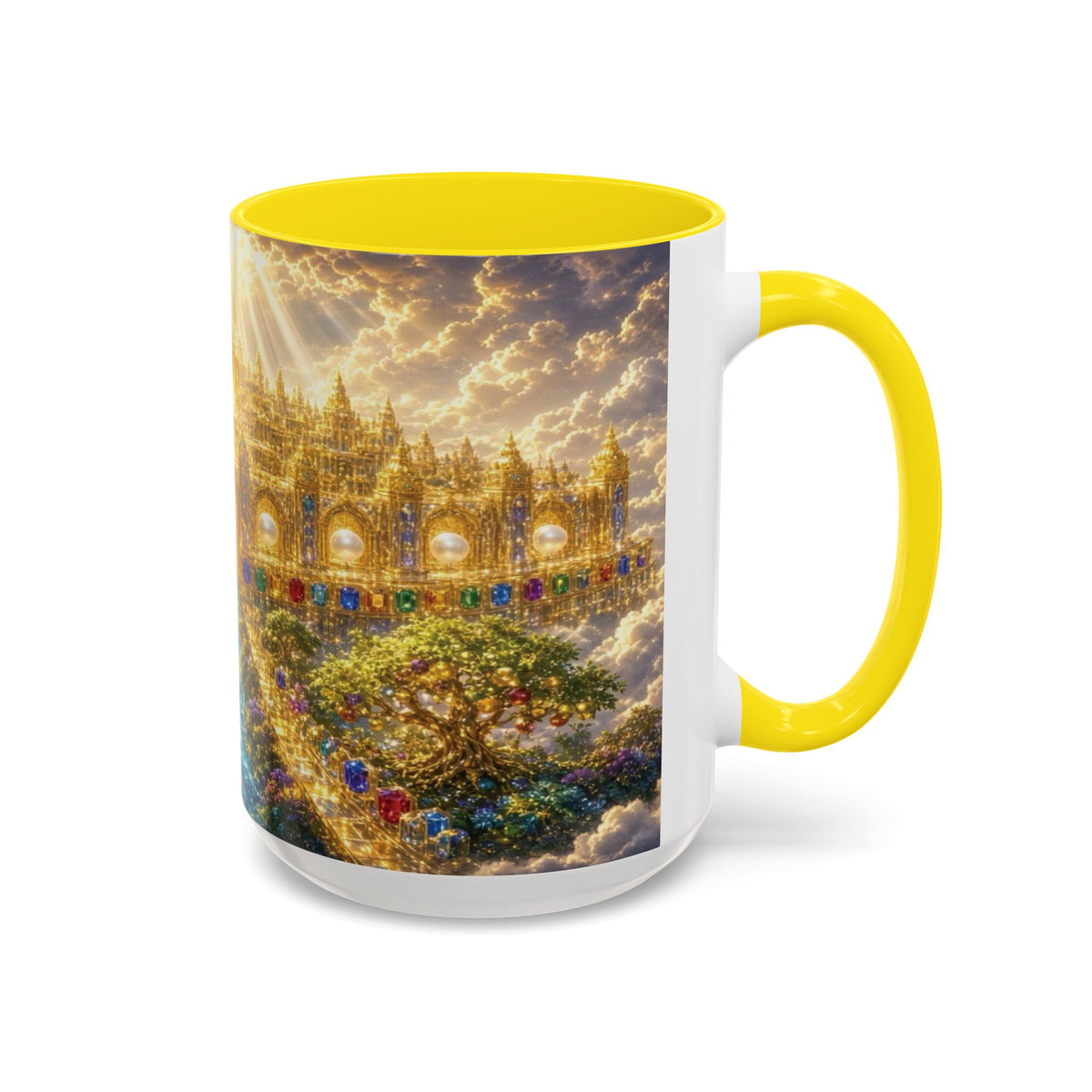 Heavenly City Christian Coffee Mug — Golden Celestial Paradise Design (11/15oz)