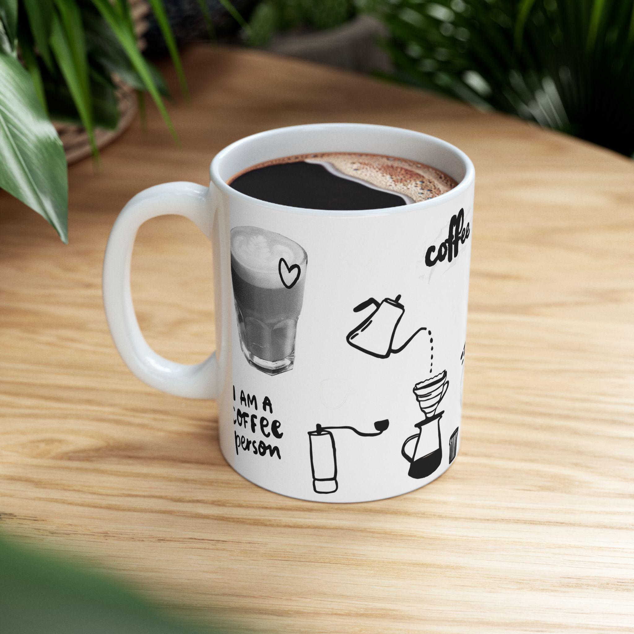 Taza de Cerámica Coffee Lovers - Regalo Estético para Amantes del Café,Mug de Cafetería Minimalista,Regalo de Cumpleaños para Coffee Addicts