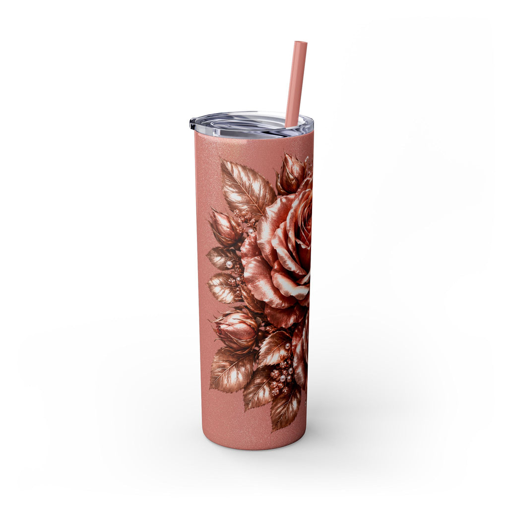 Skinny Tumbler — Monochrome Rose Garden 20oz Straw Tumbler