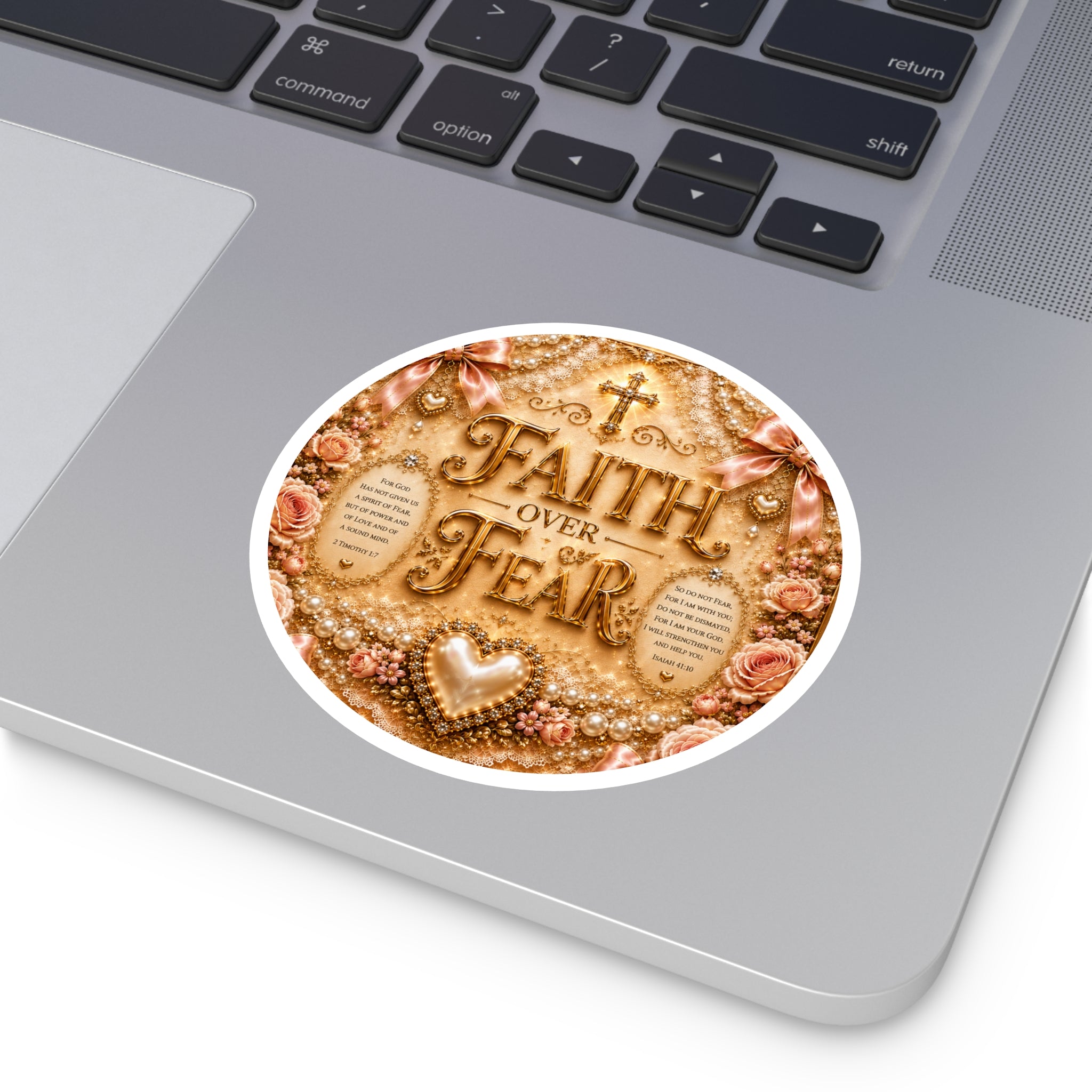 Faith Over Fear Round Sticker — Inspirational Christian Decorative Vinyl