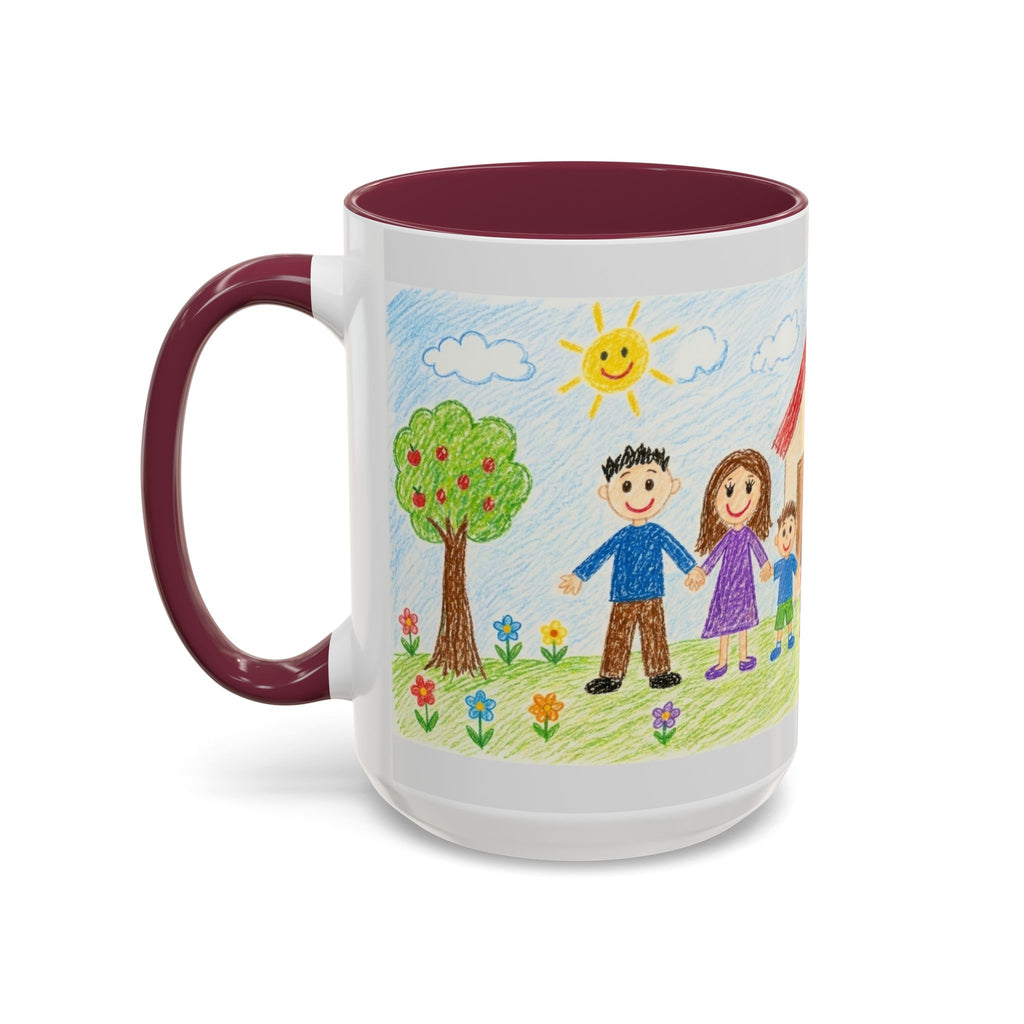 Crayon Family Home Drawing Mug | Colorful Ceramic Coffee Cup