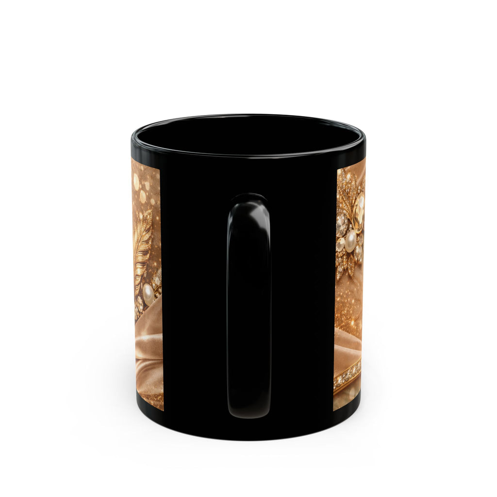 Personalized Gold Name Mug — Elegant Andrea Black Ceramic Coffee Cup (11oz & 15oz)