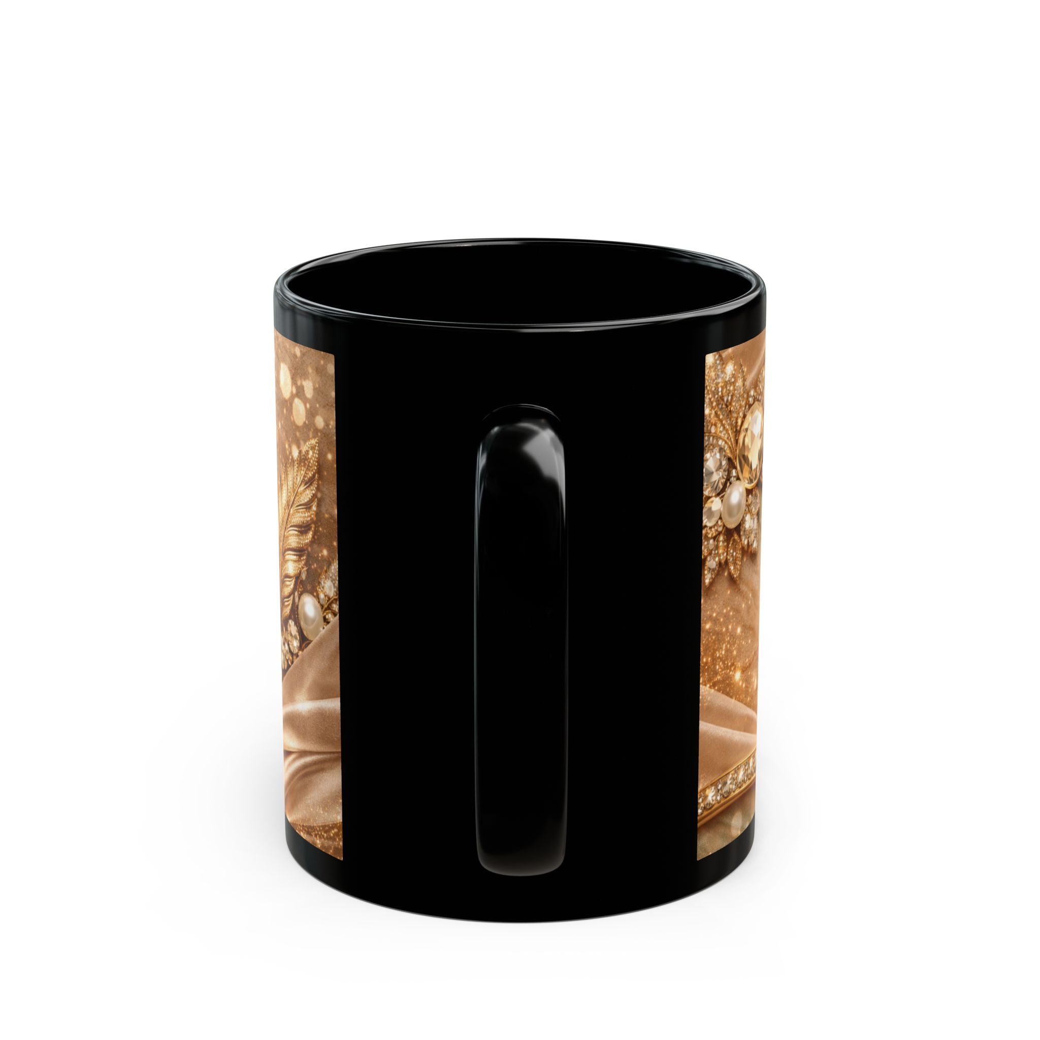 Personalized Gold Name Mug — Elegant Andrea Black Ceramic Coffee Cup (11oz & 15oz)