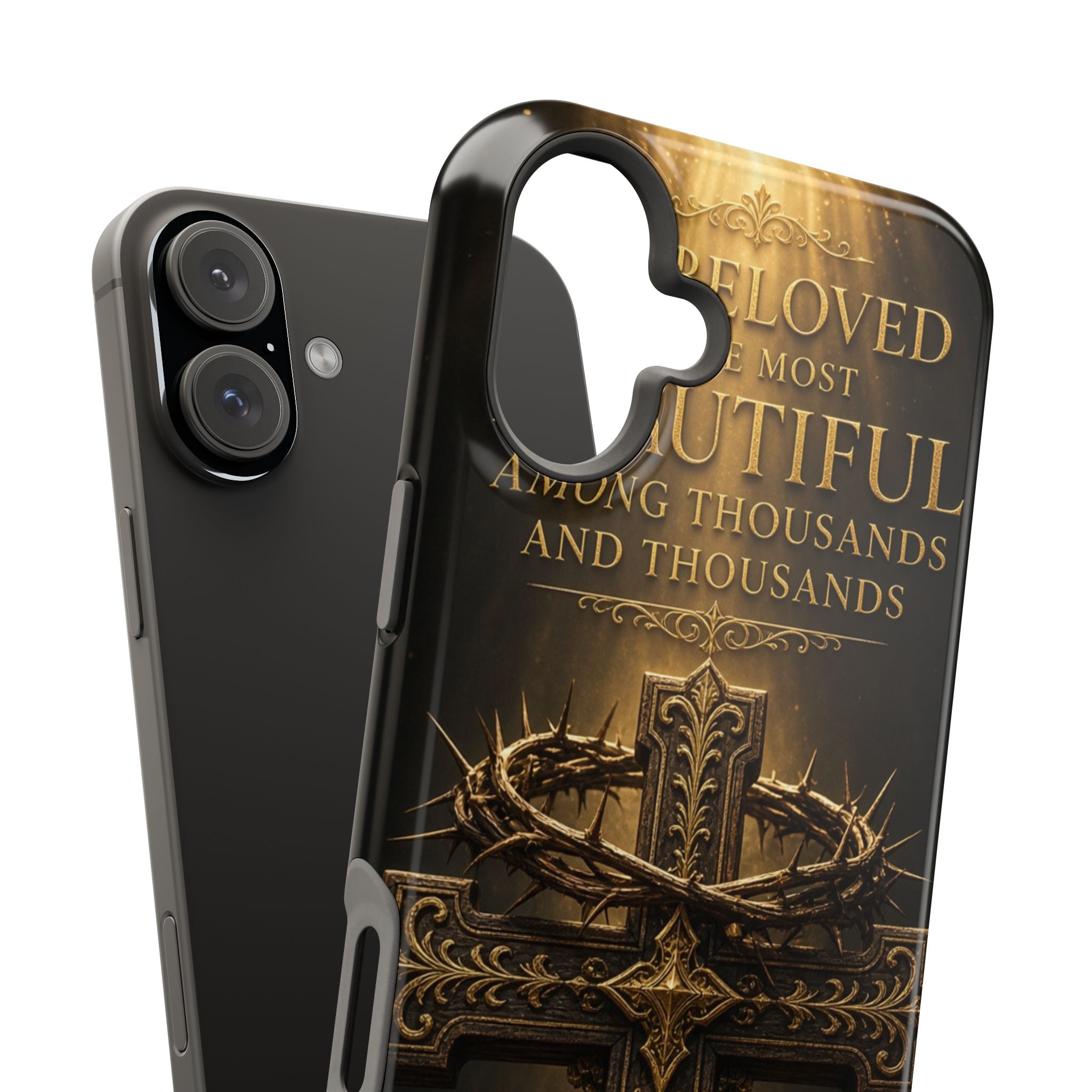 Magnetic Impact-Resistant Phone Case — "Most Beautiful" Cross with Crown of Thorns