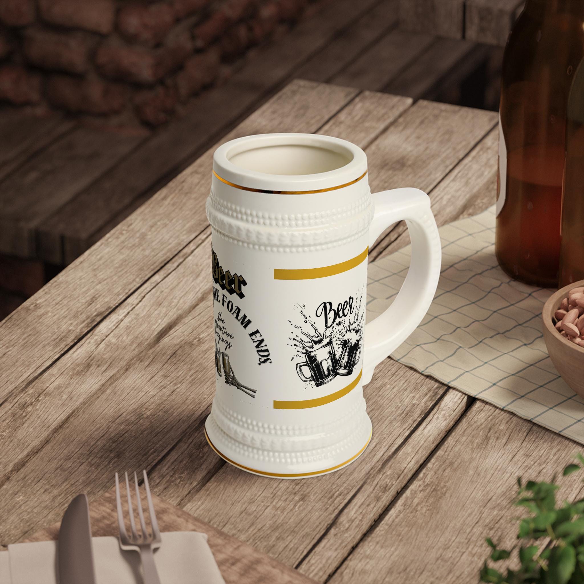 Vintage Beer Stein Mug, Oktoberfest Gift, Beer Lover Mug, German Beer Stein, Rustic Beer Mug, Father's Day Gift, Ceramic Beer Mug