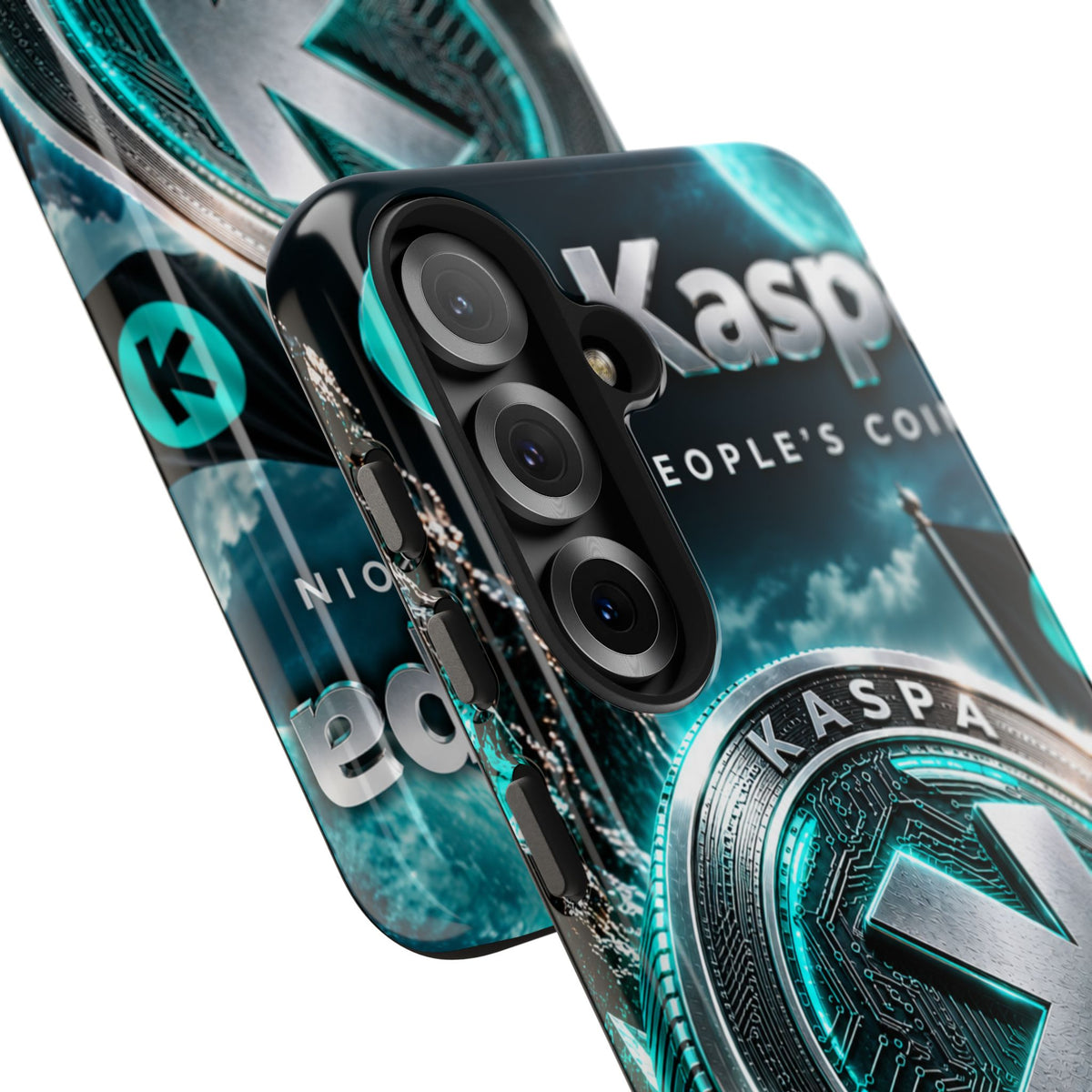 Kaspa Coin Tough Phone Case – Teal Crypto Logo Protective Cover