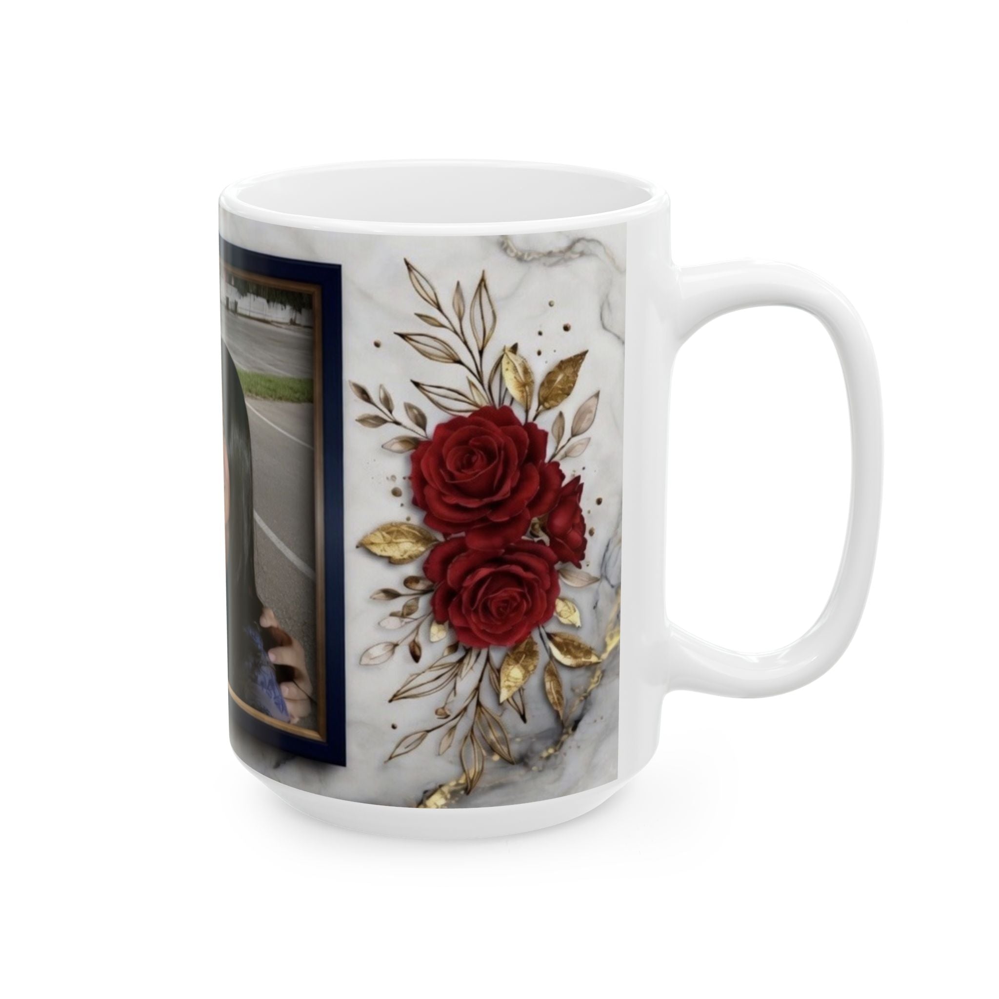 Marble Floral Photo Mug | Personalized Photo Coffee Mug
