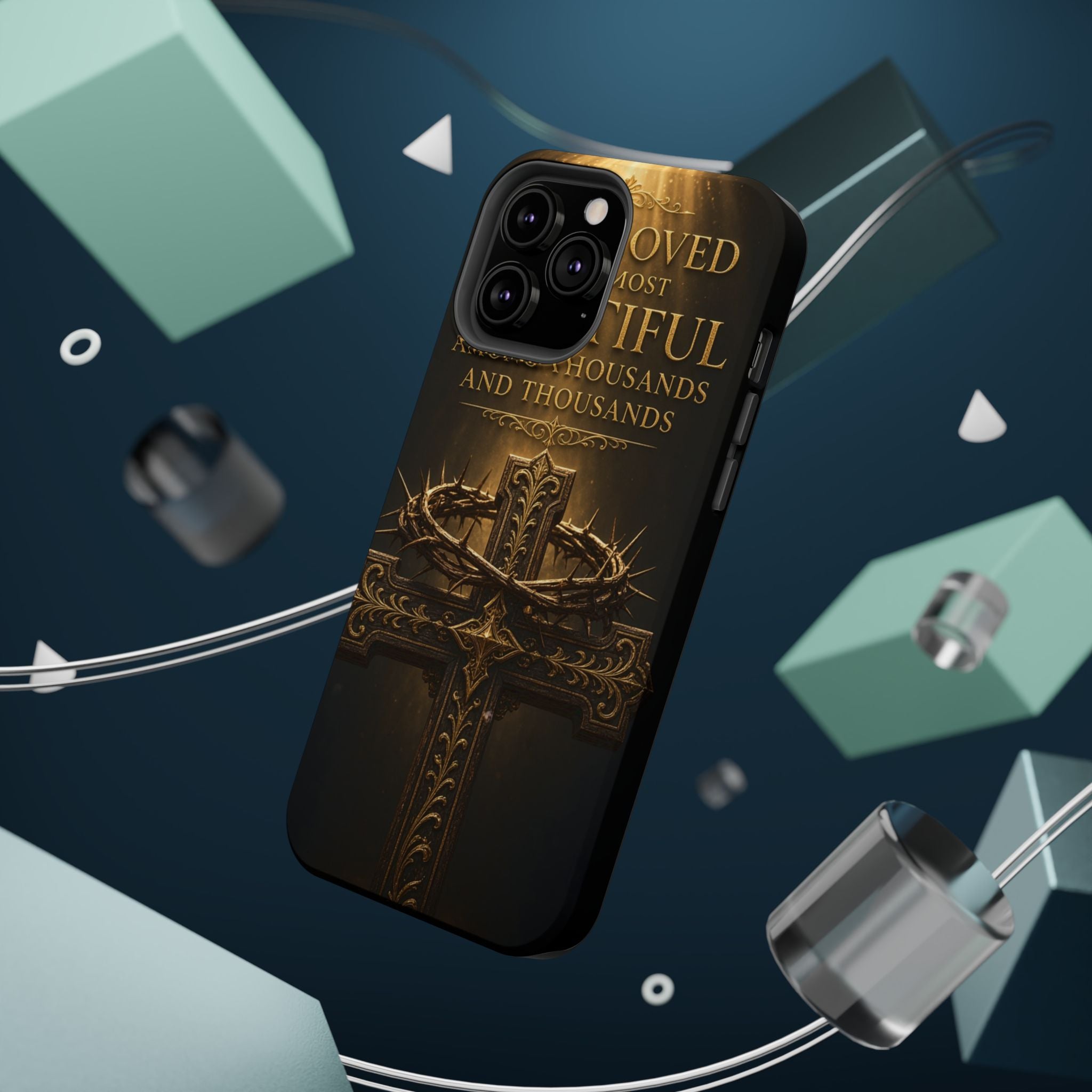 Magnetic Impact-Resistant Phone Case — "Most Beautiful" Cross with Crown of Thorns