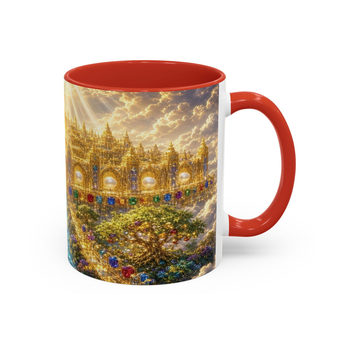Heavenly City Christian Coffee Mug — Golden Celestial Paradise Design (11/15oz)