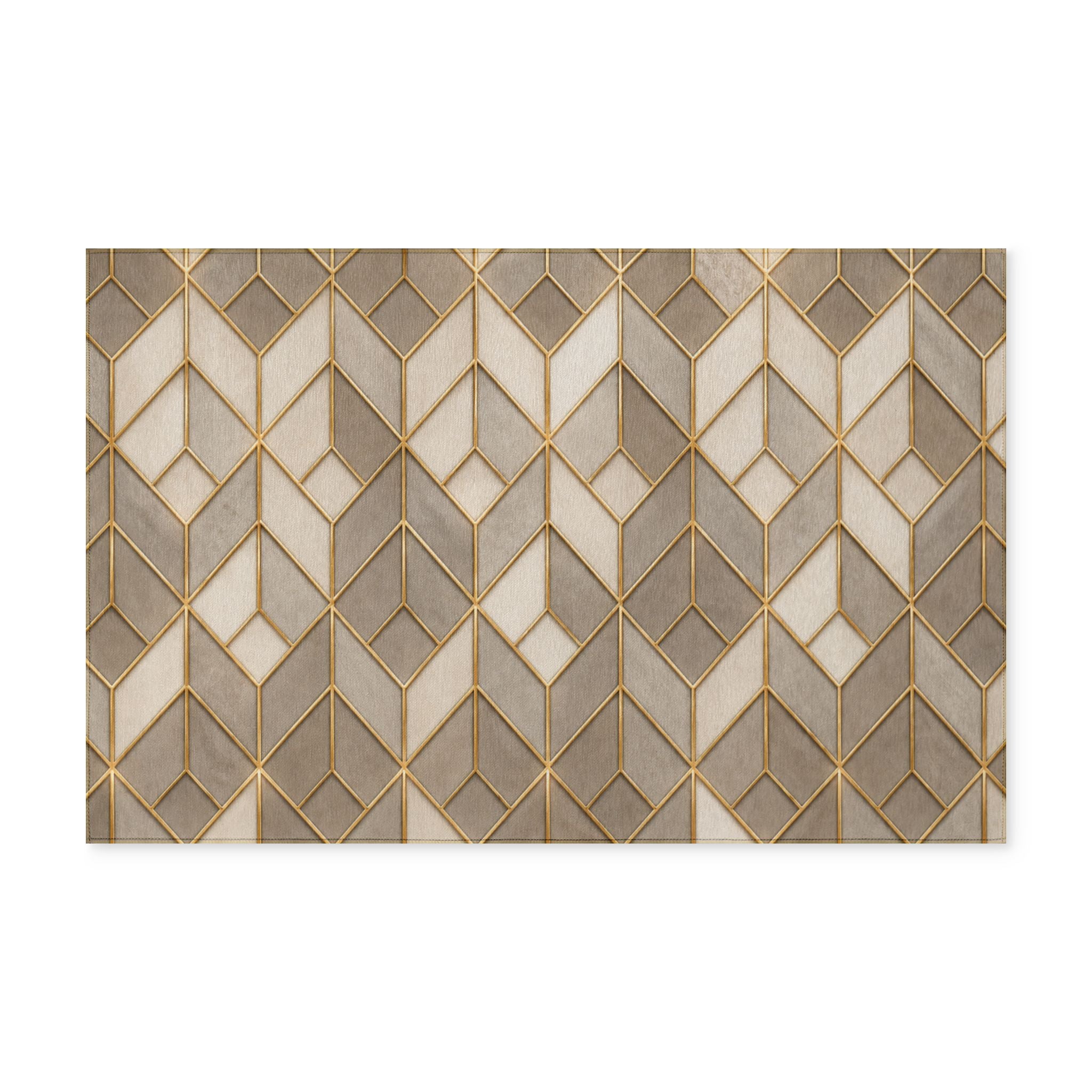 Geometric Gold Tile Washable Rug