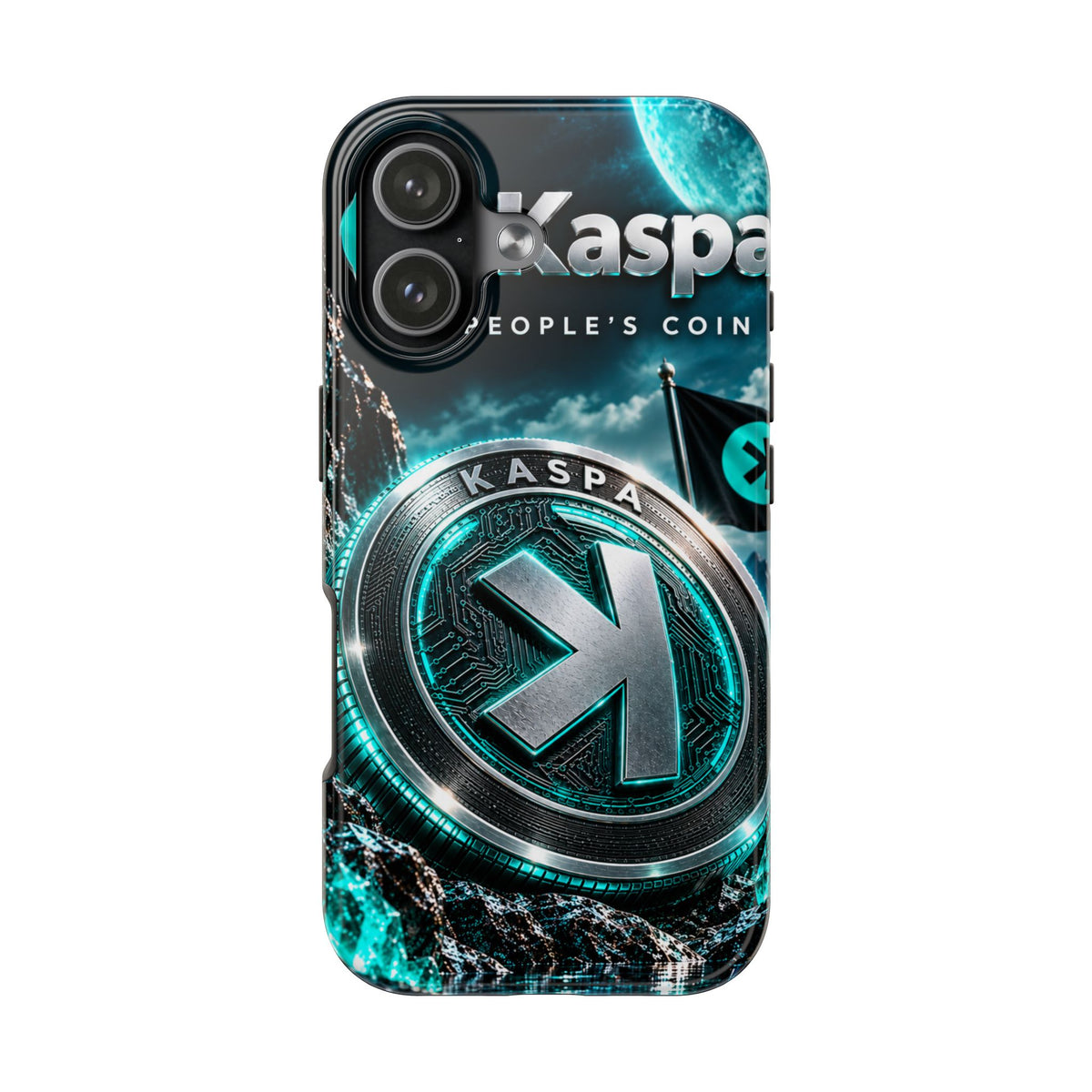 Kaspa Coin Tough Phone Case – Teal Crypto Logo Protective Cover