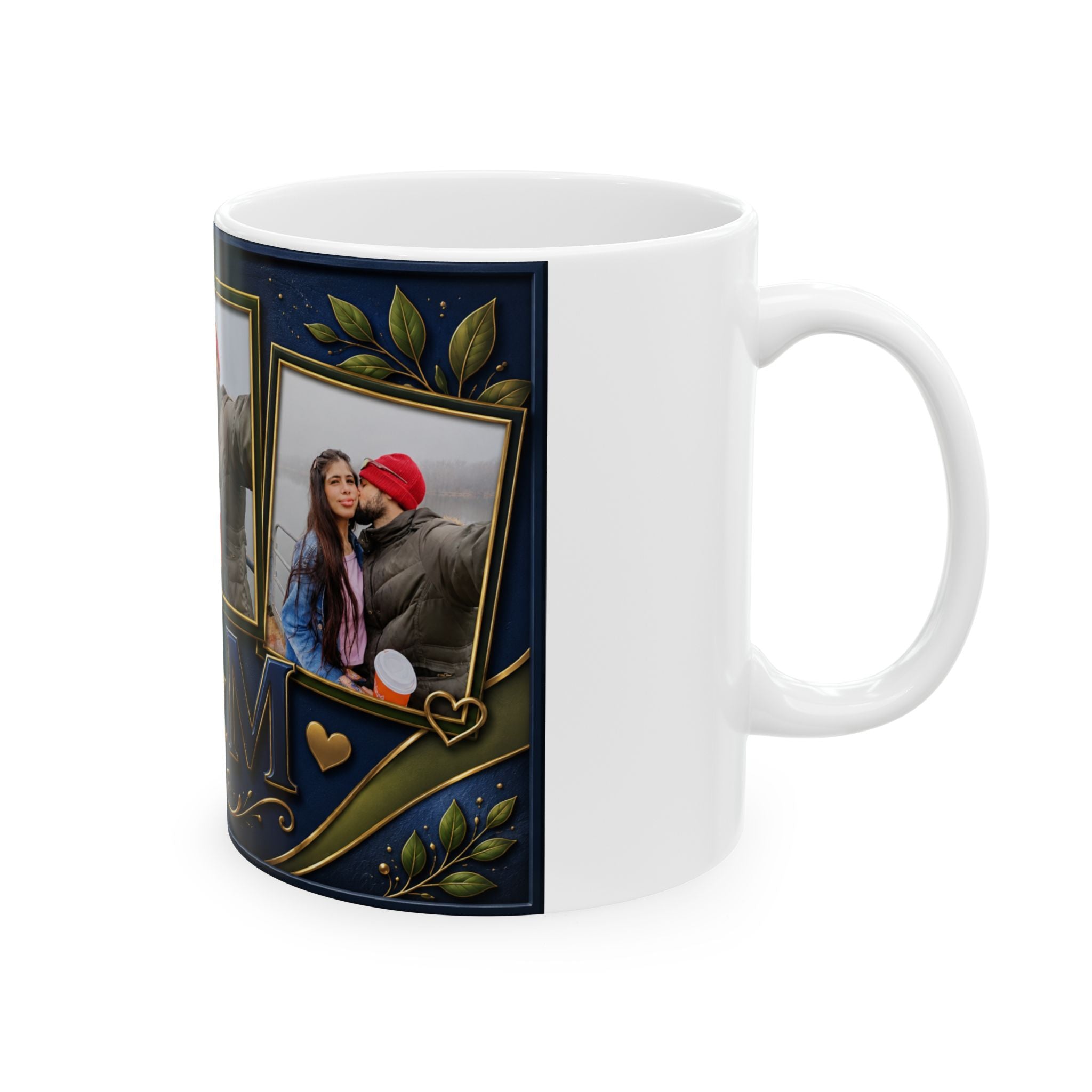Photo Collage Initials M&M Mug | Personalized Ceramic Photo Mug (11oz, 15oz)