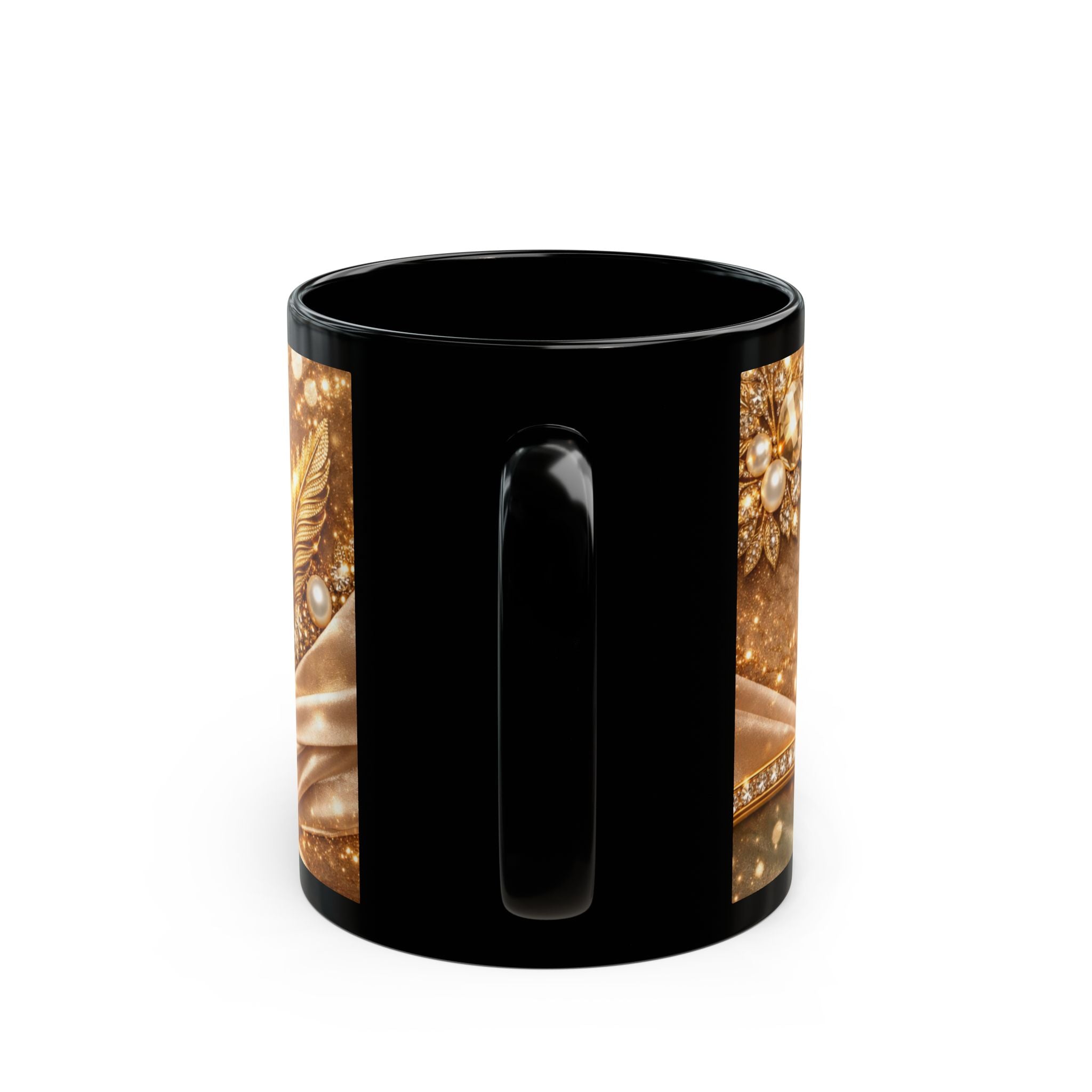 Personalized Gold Name Mug — "Isabella" Elegant Black Ceramic Coffee Cup
