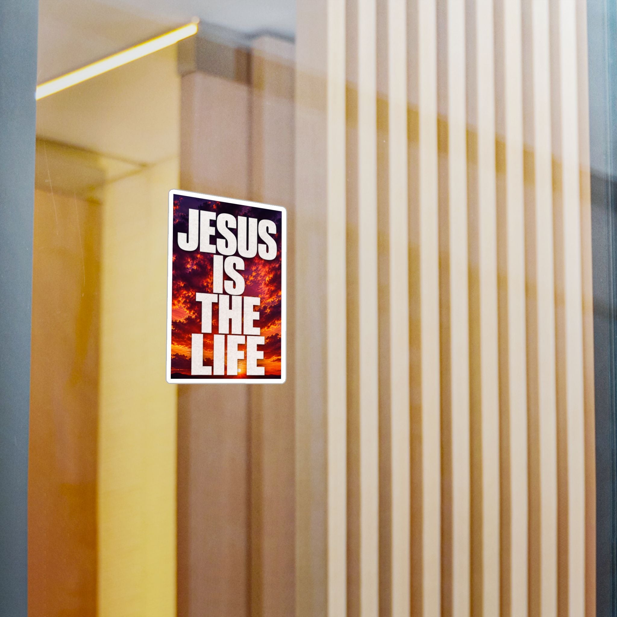 Jesus Is the Life Vinyl Decal — Sunset Color Christian Sticker (Kiss-Cut)