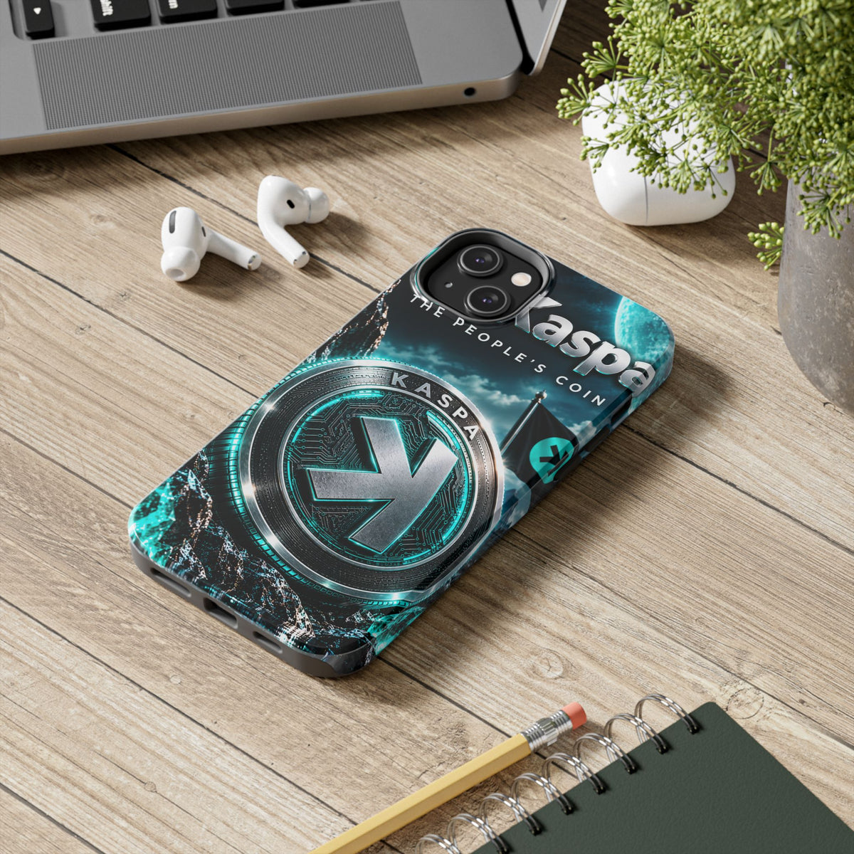 Kaspa Coin Tough Phone Case – Teal Crypto Logo Protective Cover