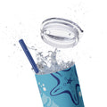 Vaso Térmico Skinny 20oz Floral - Tumbler de Acero Inoxidable con Pitillo, Regalo Botánico para Mujer, Vaso Estético para Café Helado