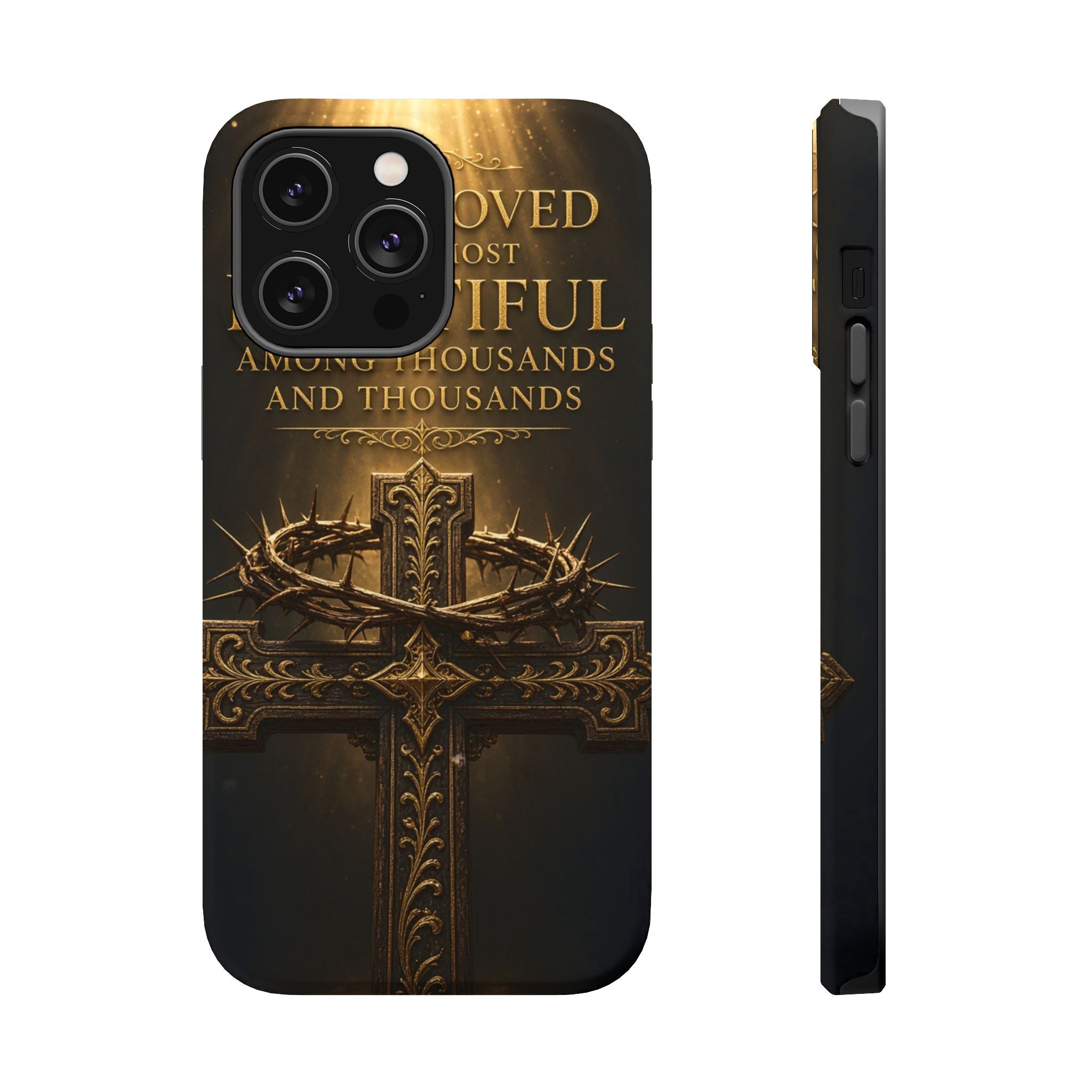 Magnetic Impact-Resistant Phone Case — "Most Beautiful" Cross with Crown of Thorns