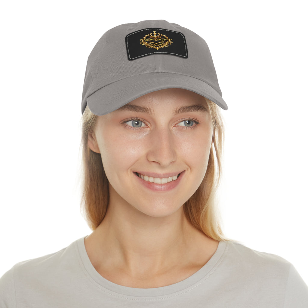Dad Hat — Vintage Gold Crest Leather Patch Cap
