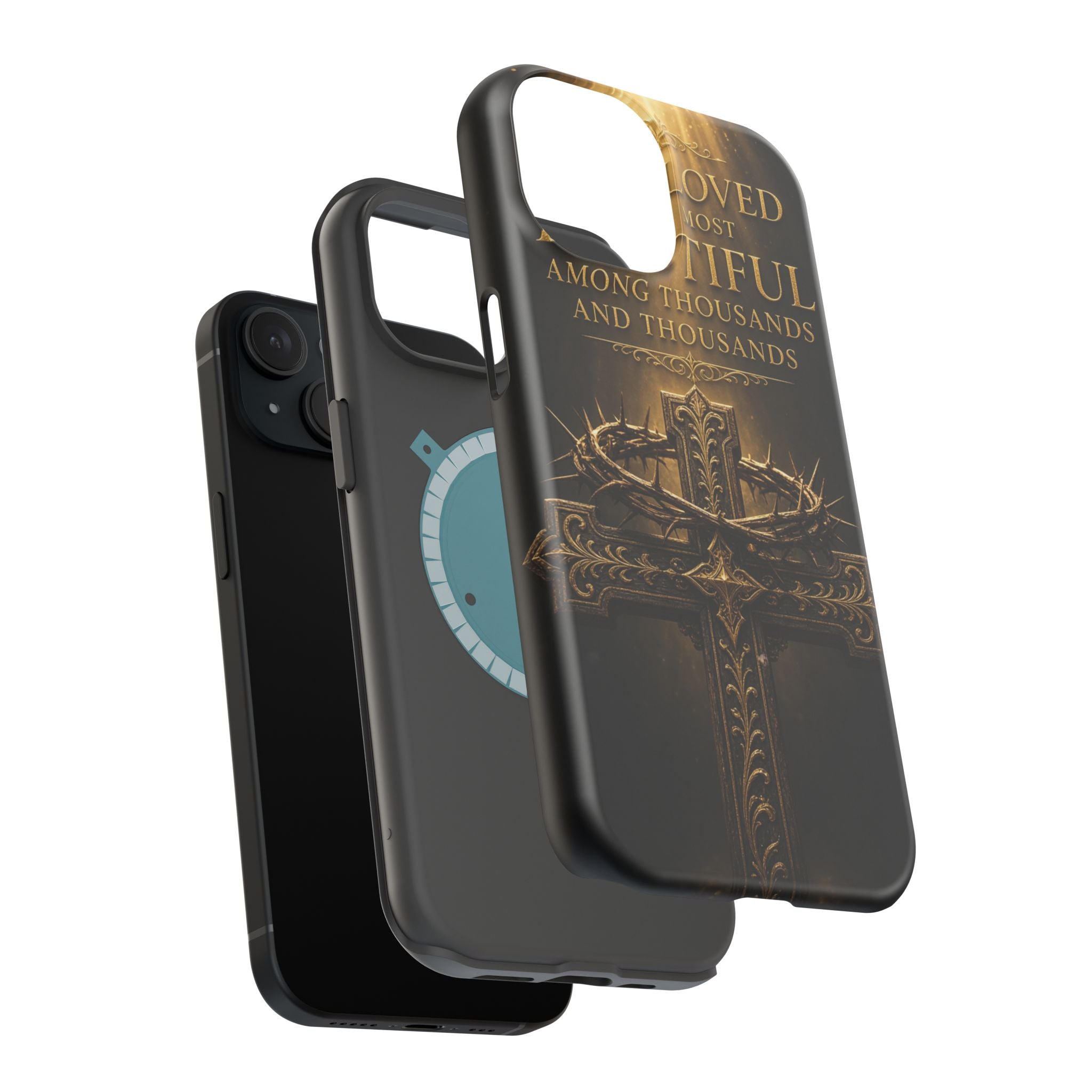 Magnetic Impact-Resistant Phone Case — "Most Beautiful" Cross with Crown of Thorns
