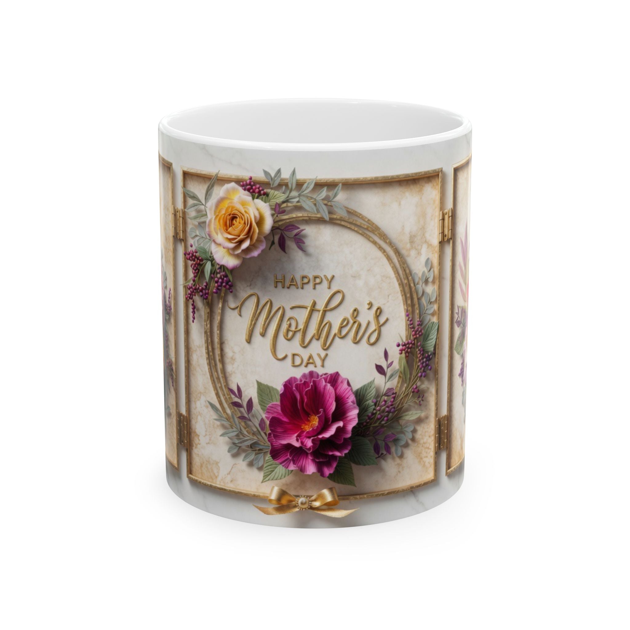 Happy Mother's Day floral wreath Mug | Ceramic 11oz 15oz