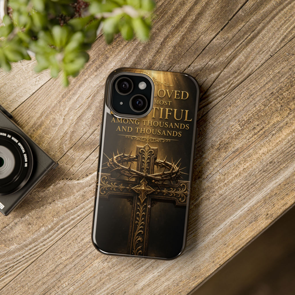 Magnetic Impact-Resistant Phone Case — "Most Beautiful" Cross with Crown of Thorns