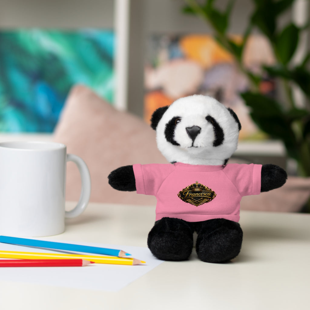 Personalized Teddy Bear with Pink Tee — Custom Name "Francesca" Plush Gift