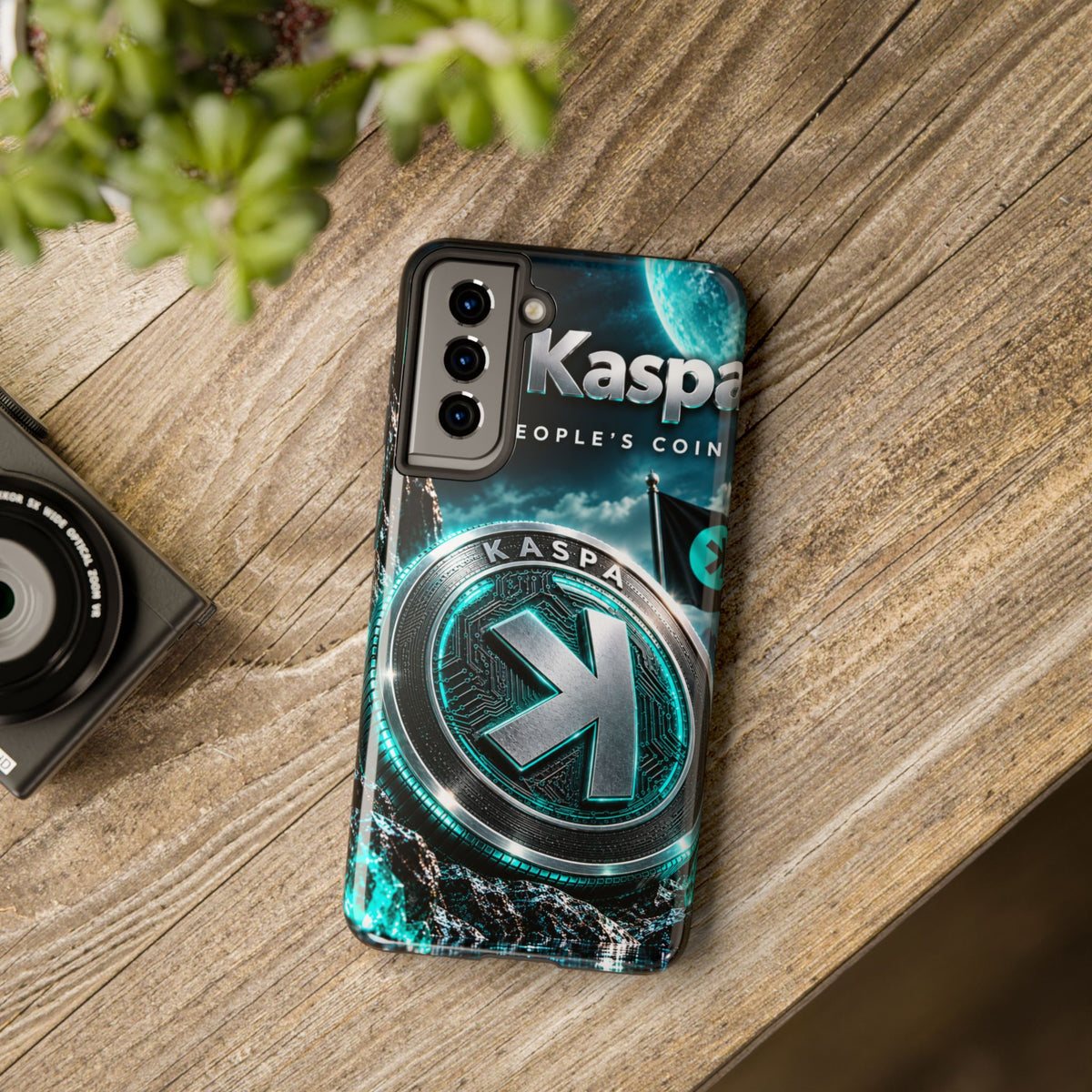Kaspa Coin Tough Phone Case – Teal Crypto Logo Protective Cover