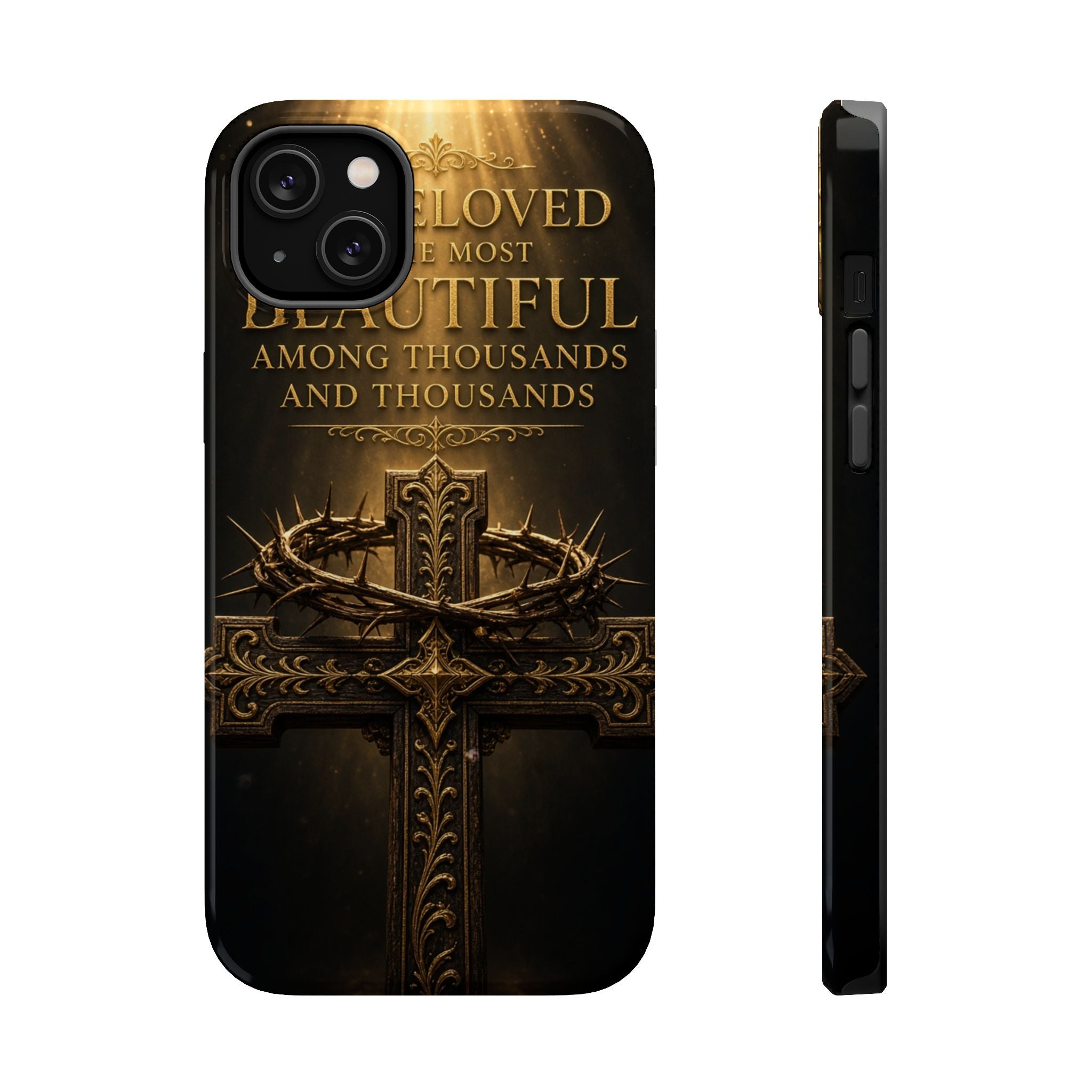 Magnetic Impact-Resistant Phone Case — "Most Beautiful" Cross with Crown of Thorns