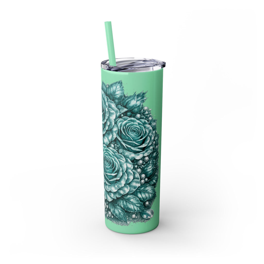 Skinny Tumbler — Monochrome Rose Garden 20oz Straw Tumbler