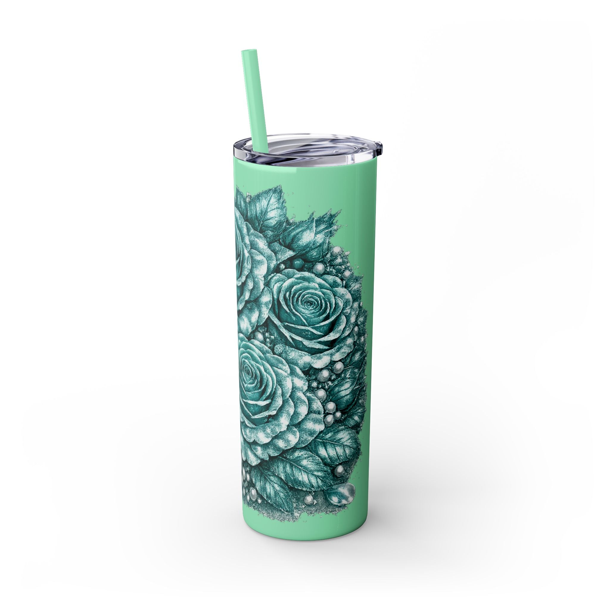Skinny Tumbler — Monochrome Rose Garden 20oz Straw Tumbler
